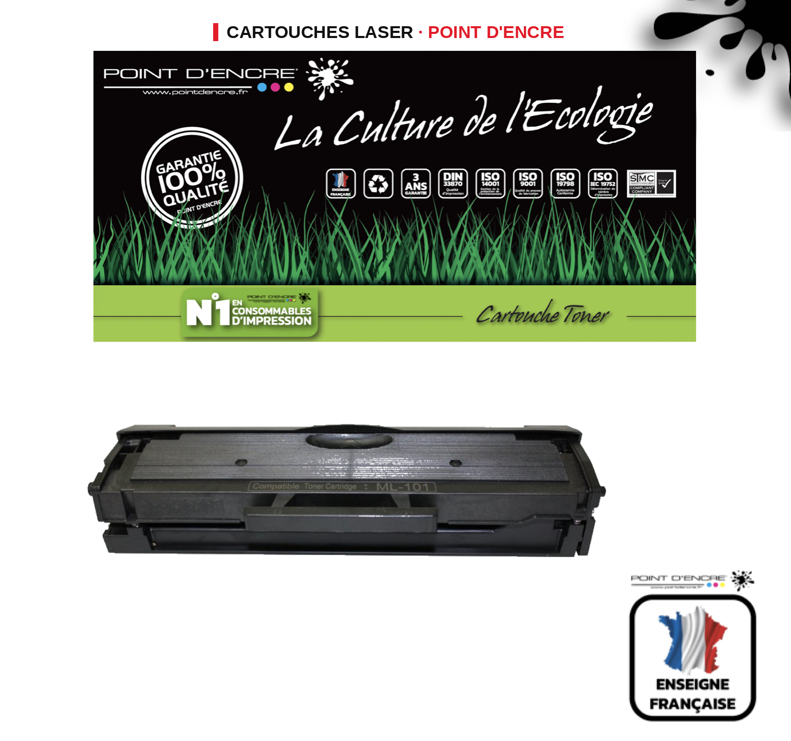 Cartouche laser POINT D'ENCRE Samsung 101S — NOIR