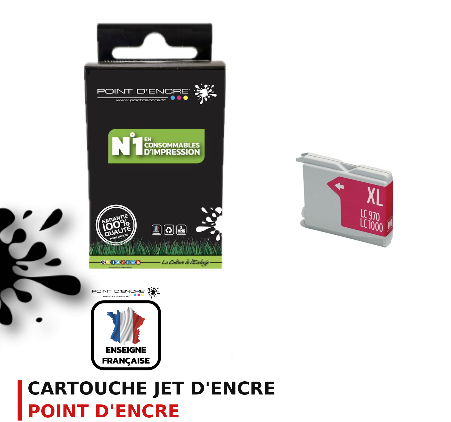 Cartouche d'encre POINT D'ENCRE Brother LC1000 — MAGENTA