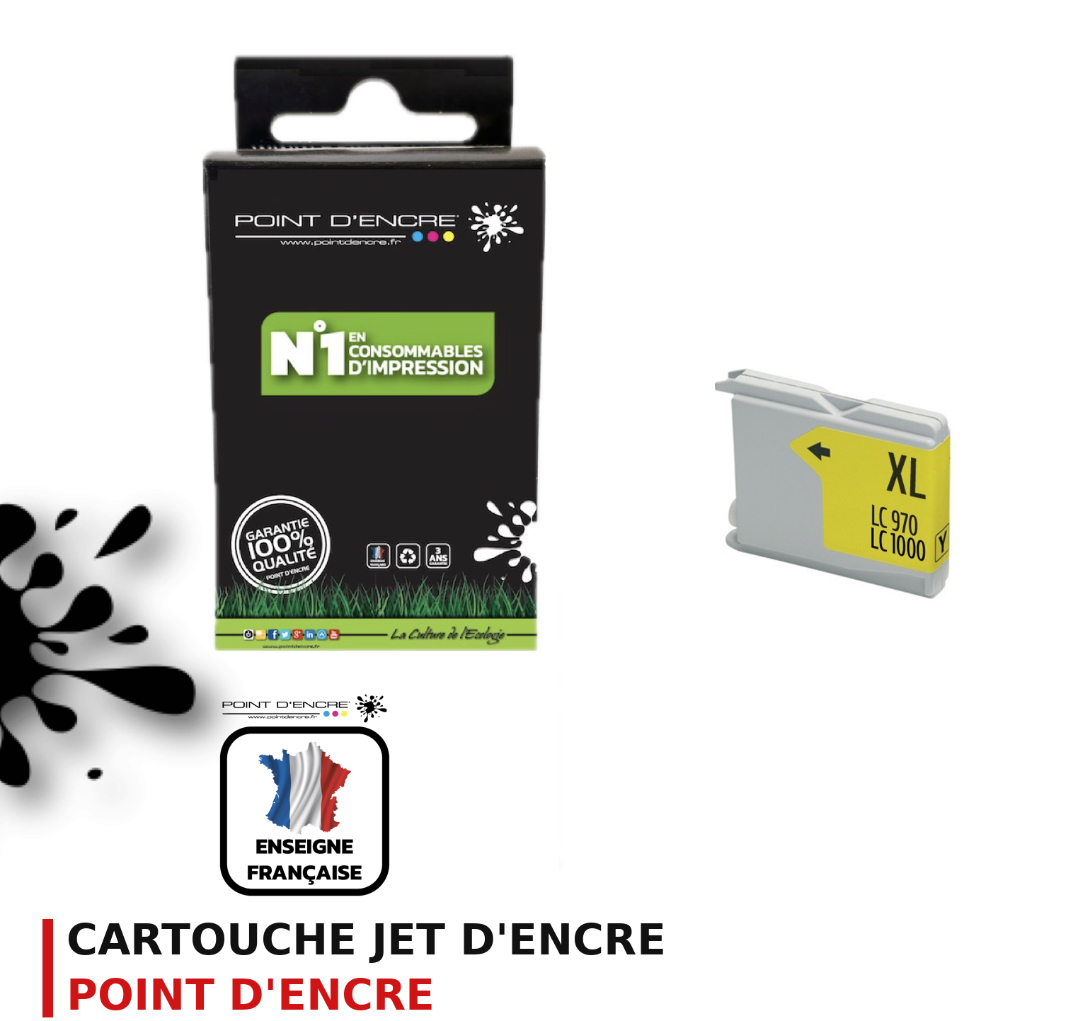 Cartouche d'encre POINT D'ENCRE Brother LC1000 — JAUNE