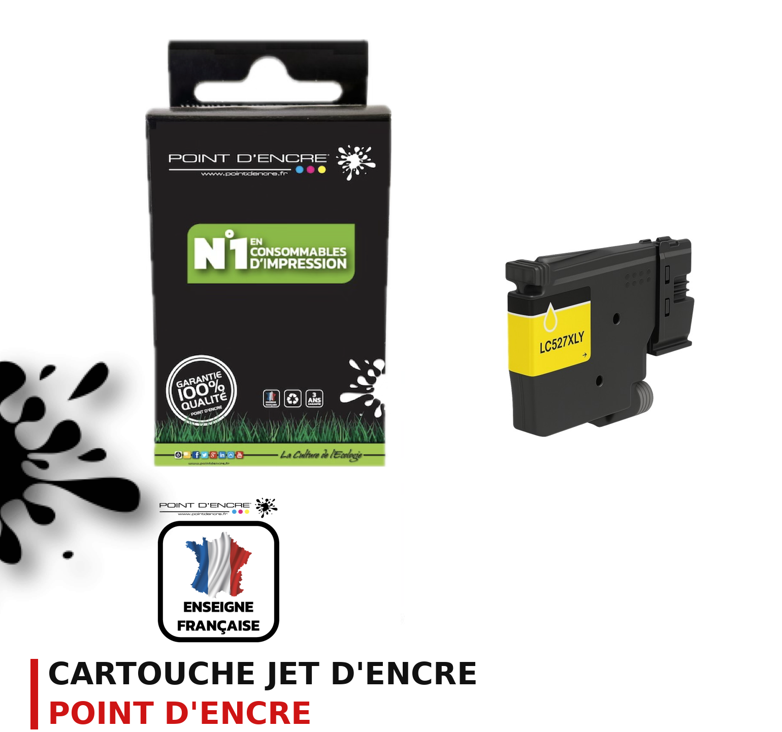 Cartouche d'encre POINT D'ENCRE Brother LC527XL — JAUNE