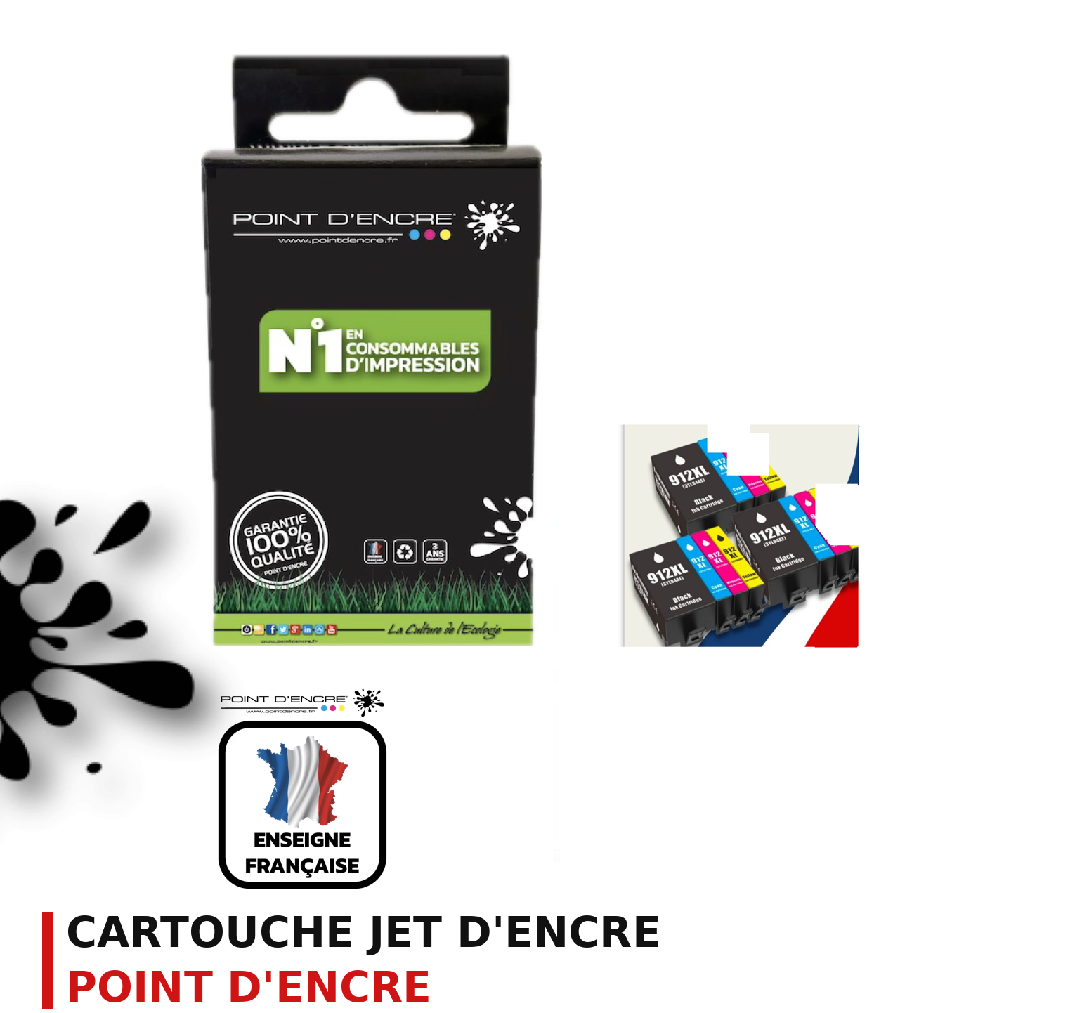 Cartouche d'encre POINT D'ENCRE Hp 912 — PACK