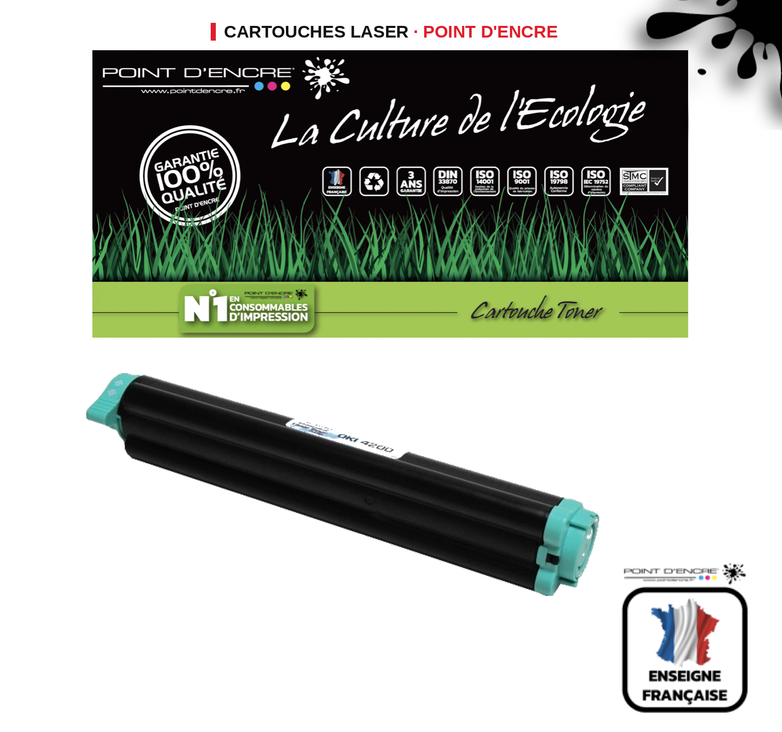 Cartouche laser POINT D'ENCRE Oki B4100 — NOIR