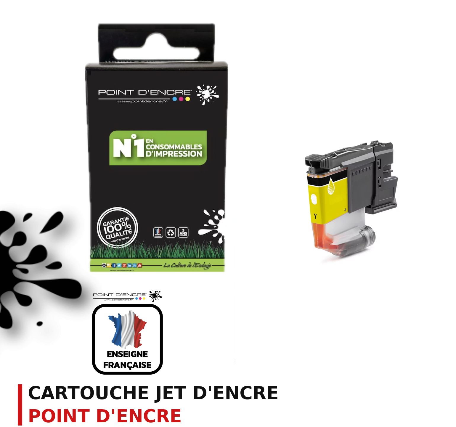 Cartouche d'encre POINT D'ENCRE Brother LC521 — JAUNE