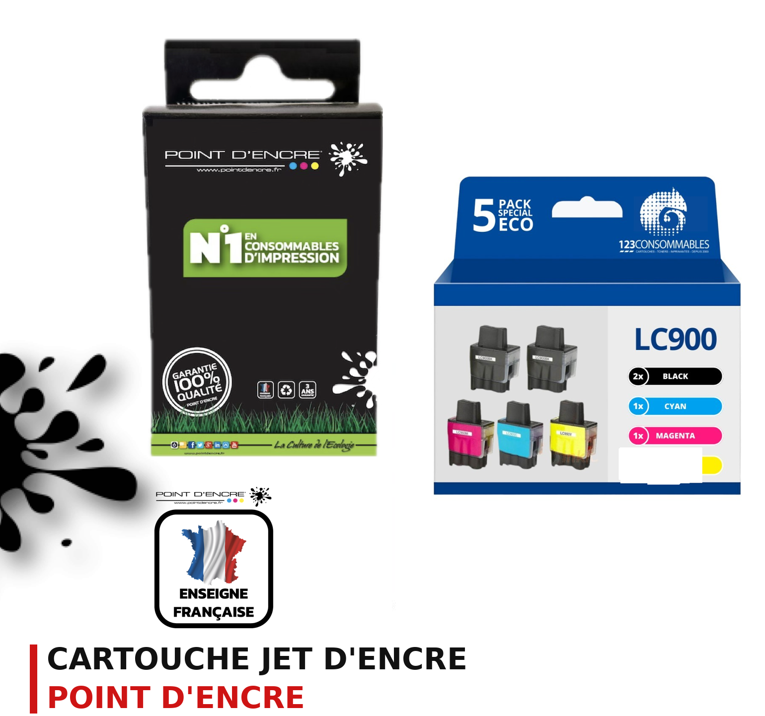 Cartouche d'encre POINT D'ENCRE Brother LC900 — PACK