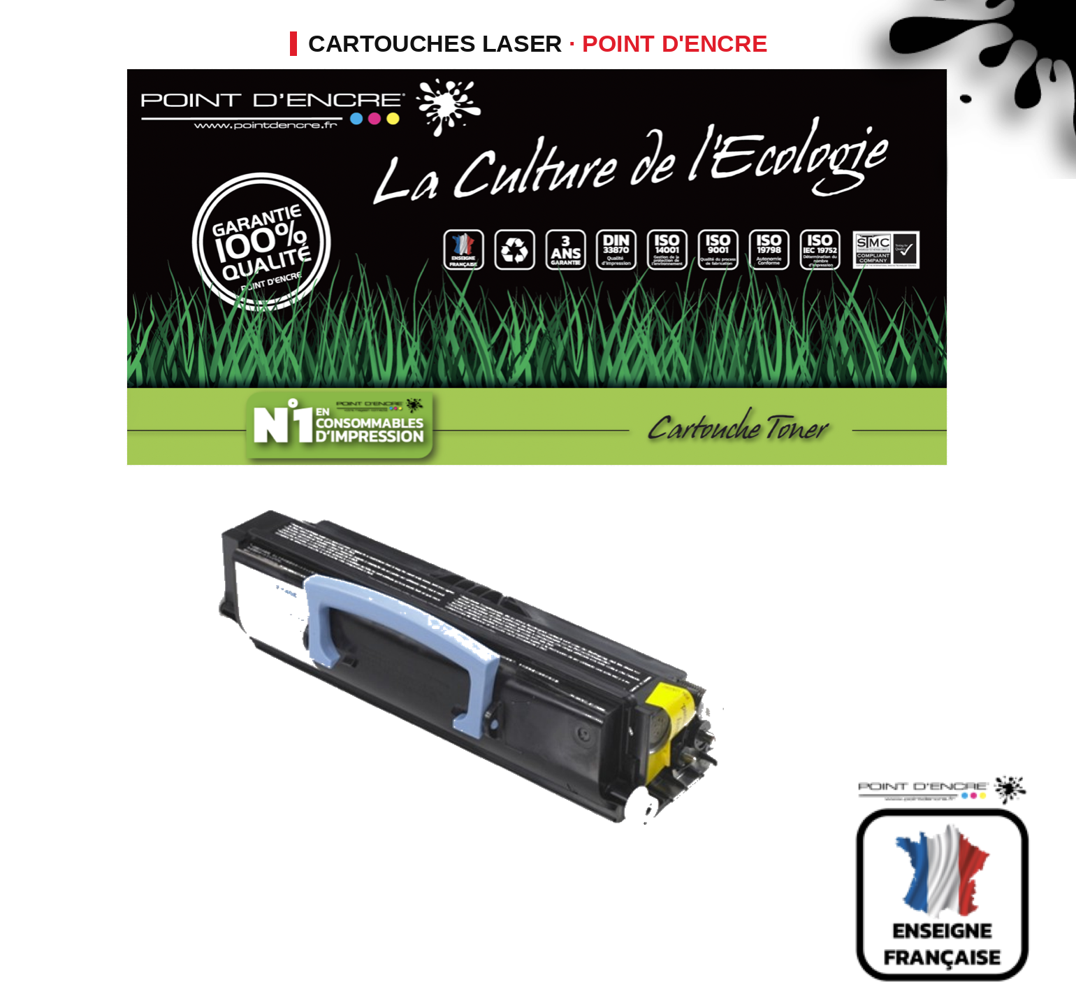 Cartouche laser POINT D'ENCRE Dell 593 — NOIR