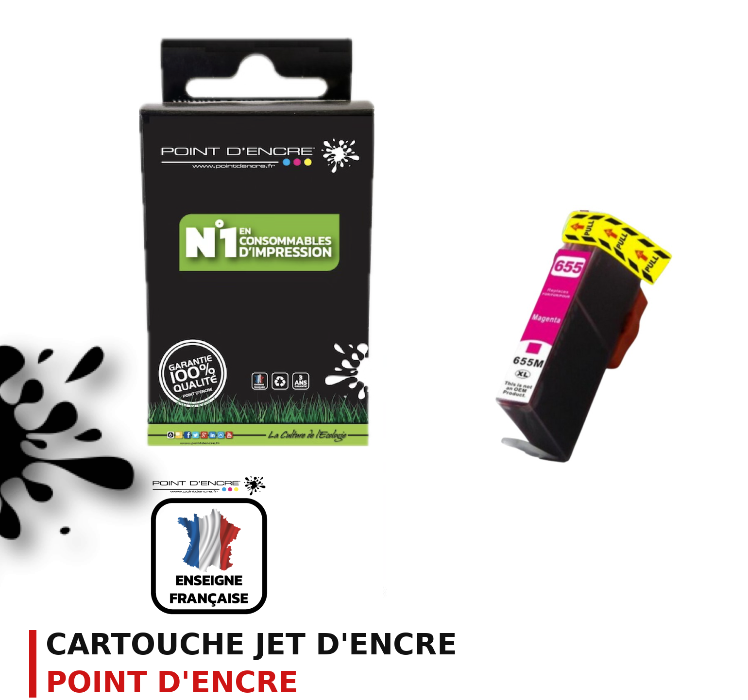 Cartouche d'encre POINT D'ENCRE Hp 655XL — MAGENTA
