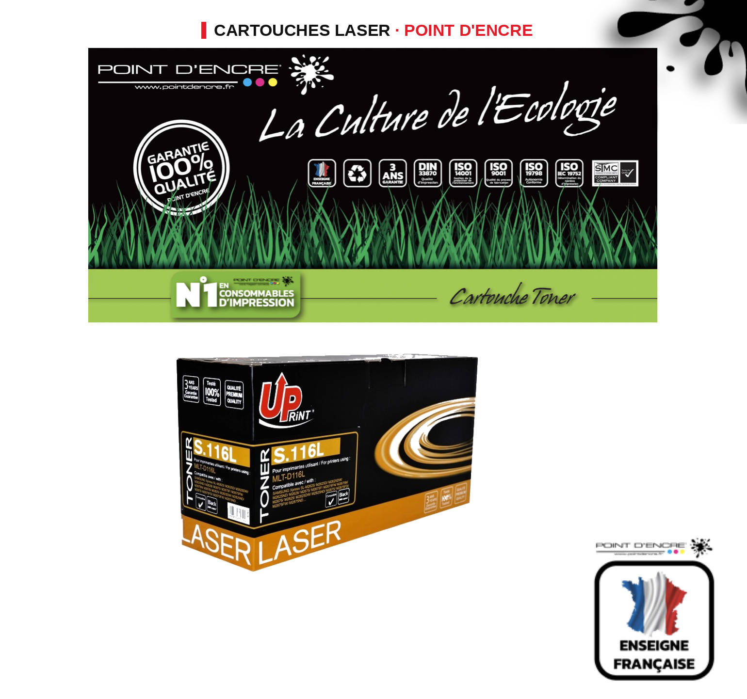 Cartouche laser POINT D'ENCRE Samsung 116L — NOIR