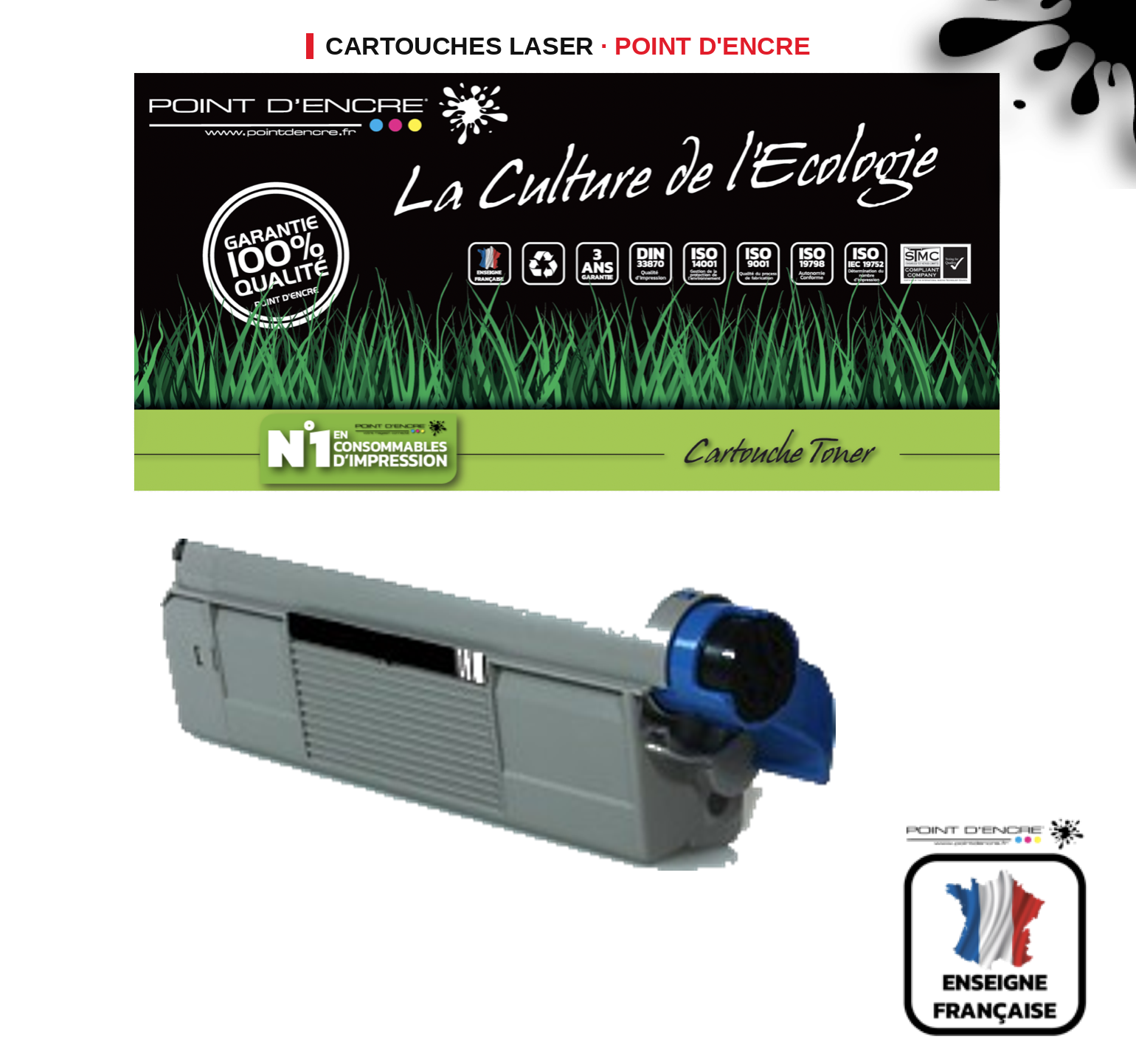 Cartouche laser POINT D'ENCRE Oki C712 — NOIR