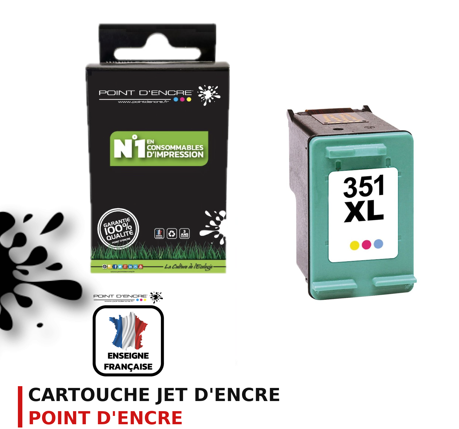 Cartouche d'encre POINT D'ENCRE Hp 351XL — COULEUR