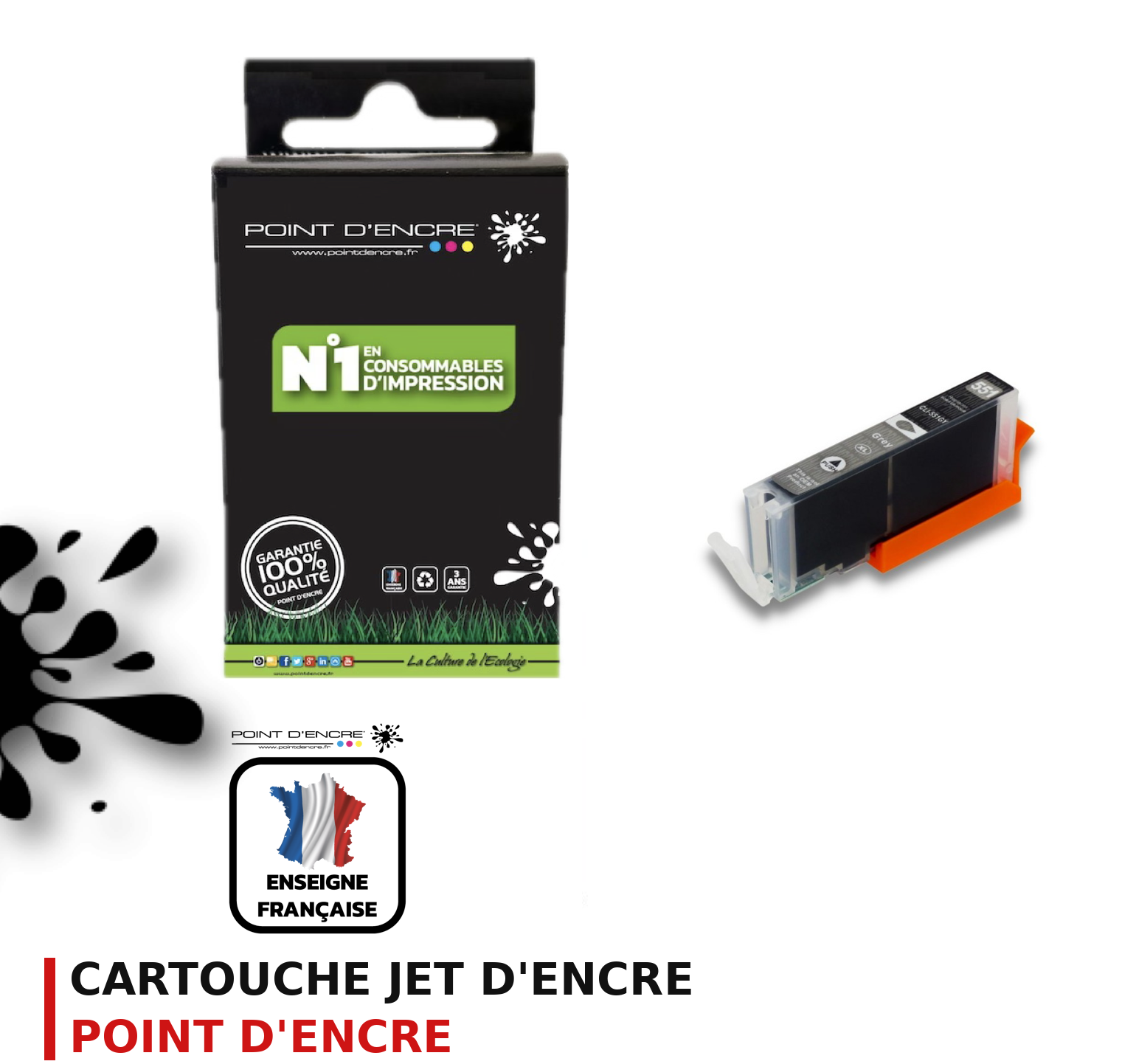 Cartouche d'encre POINT D'ENCRE Canon 551GY