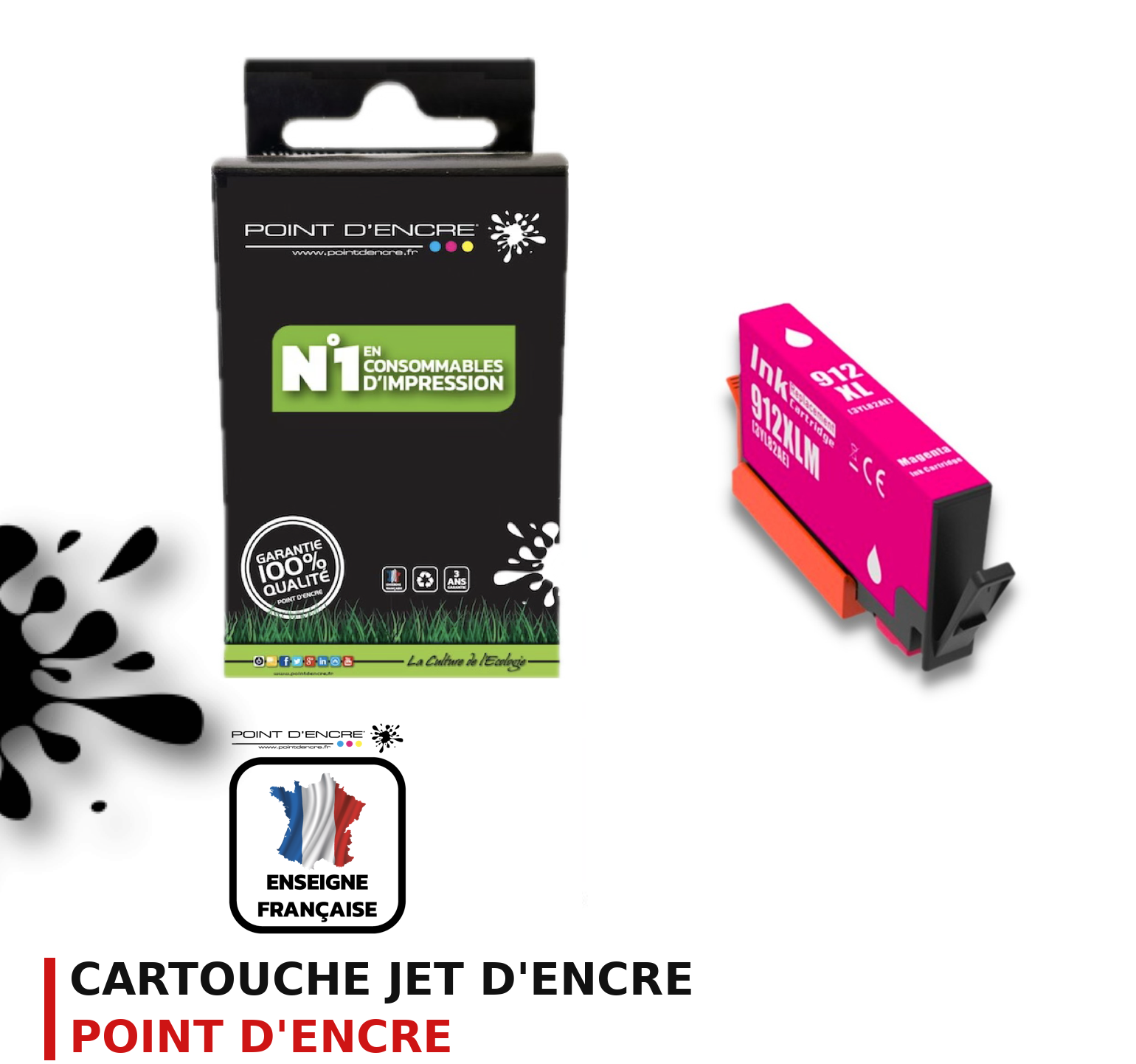 Cartouche d'encre POINT D'ENCRE Hp 912 — MAGENTA