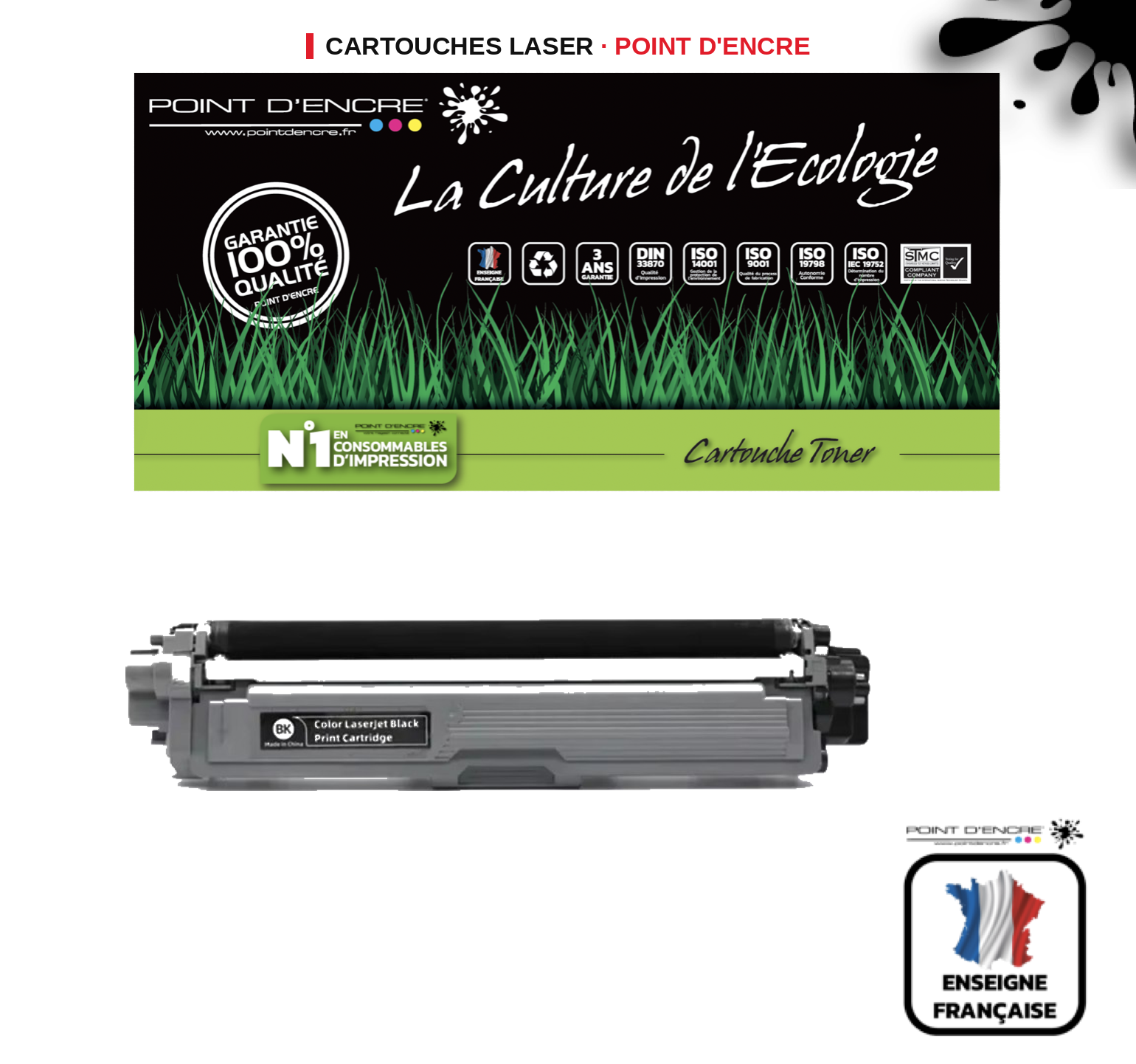 Cartouche laser POINT D'ENCRE Brother 249BK — NOIR