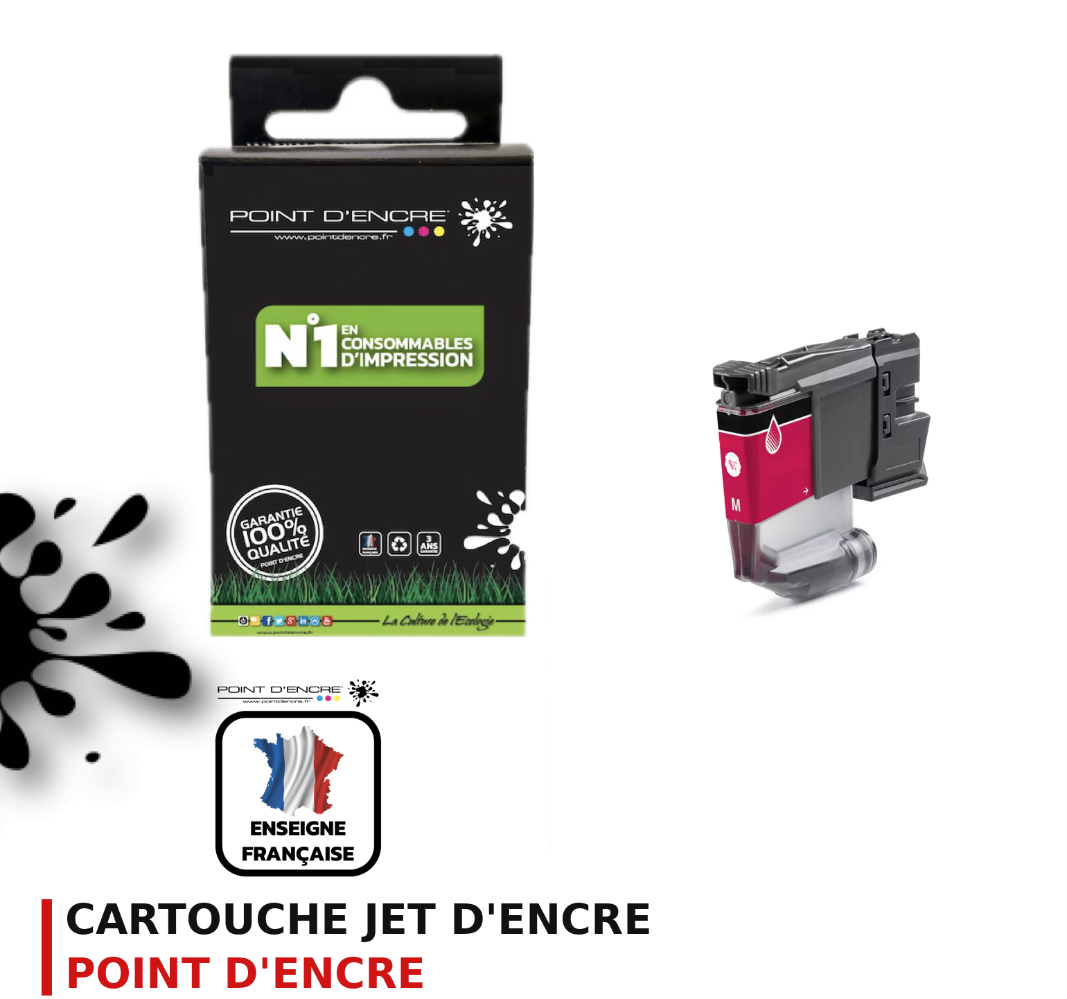 Cartouche d'encre POINT D'ENCRE Brother LC521 — MAGENTA