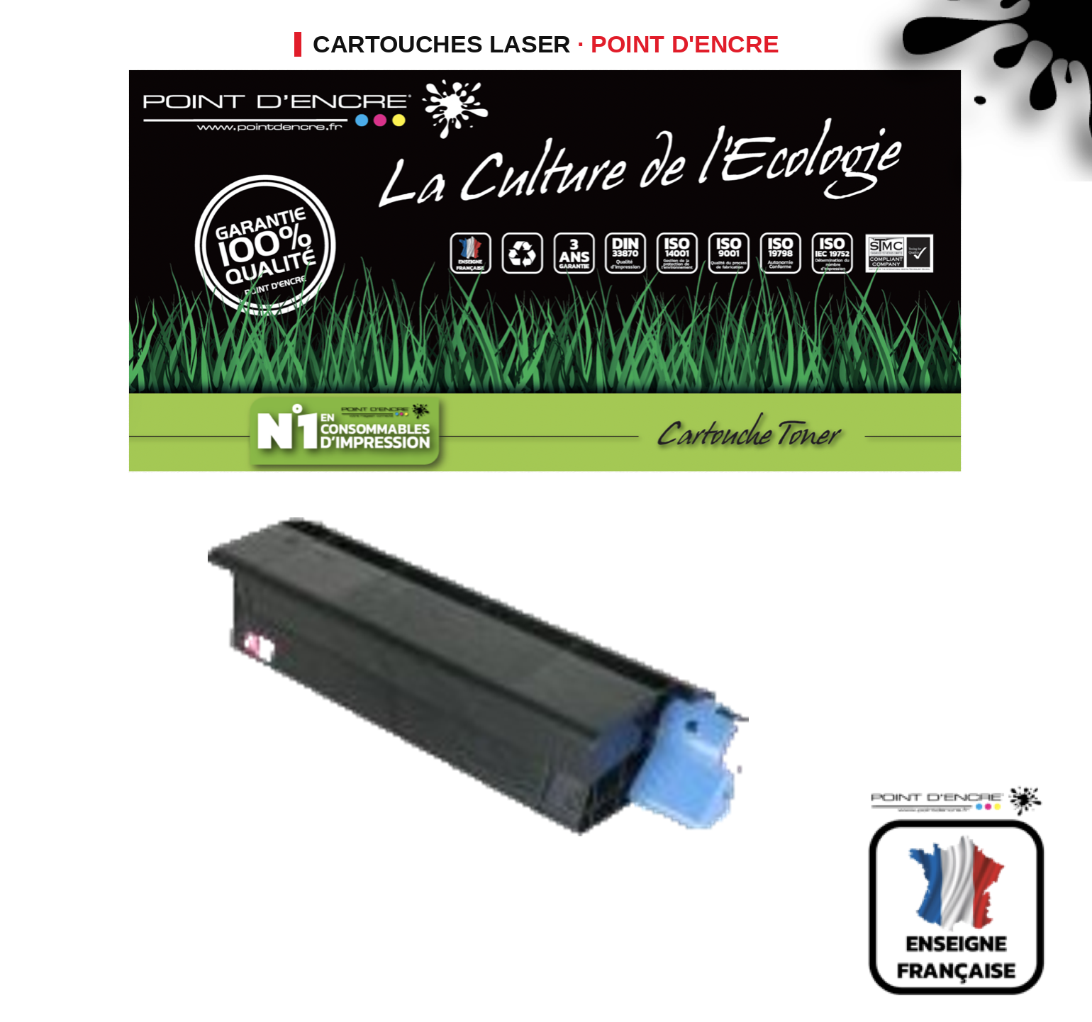 Cartouche laser POINT D'ENCRE Oki C5100 — MAGENTA