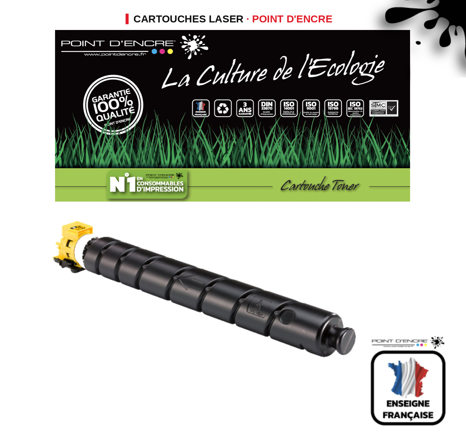 Cartouche laser POINT D'ENCRE Kyocera TK8515 — JAUNE