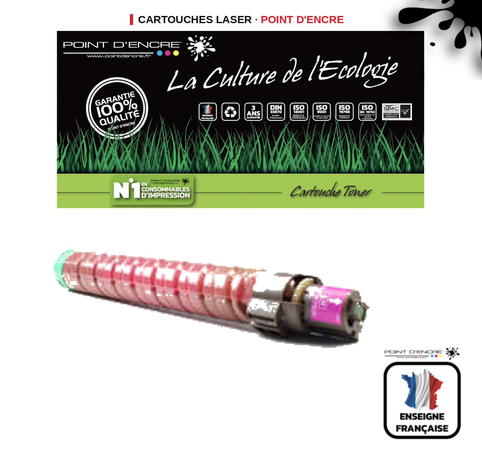 Cartouche laser POINT D'ENCRE Ricoh C820DN — MAGENTA