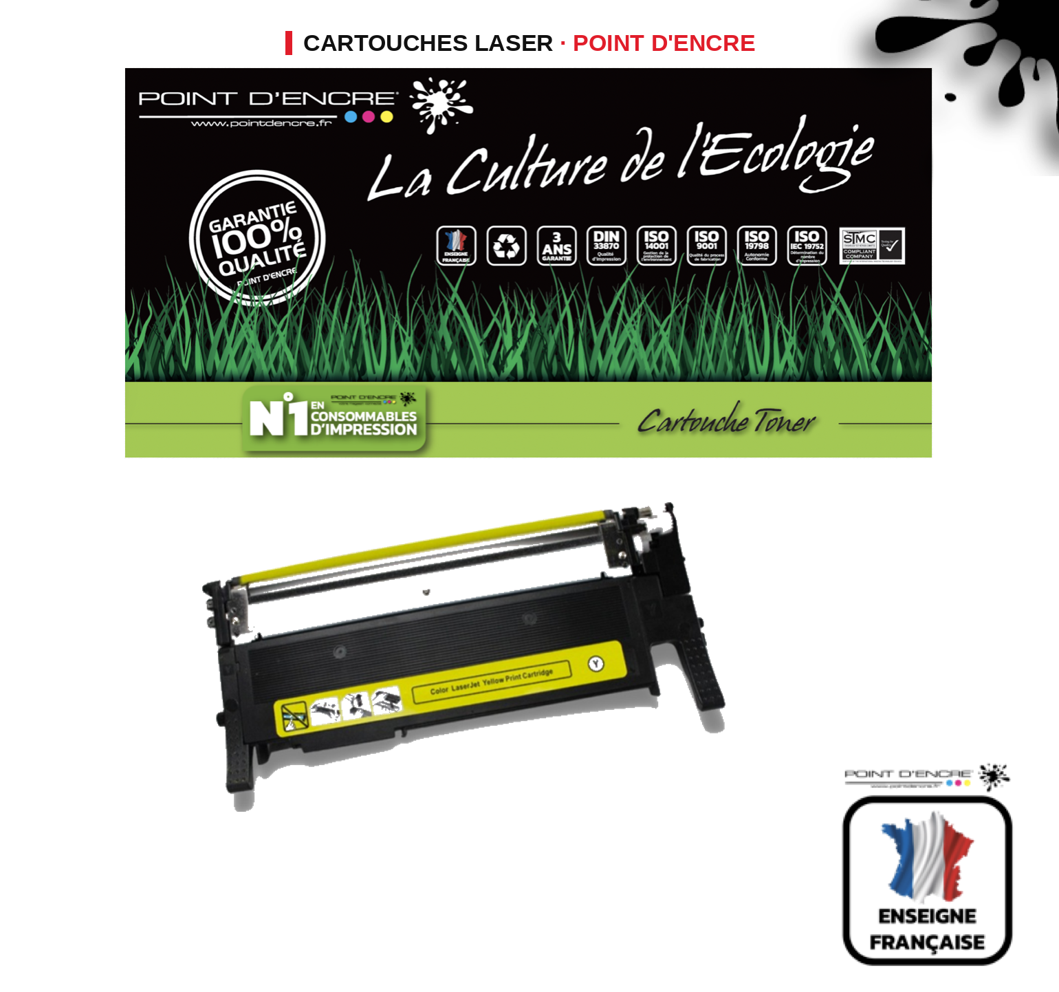 Cartouche laser POINT D'ENCRE Samsung Y406S — JAUNE