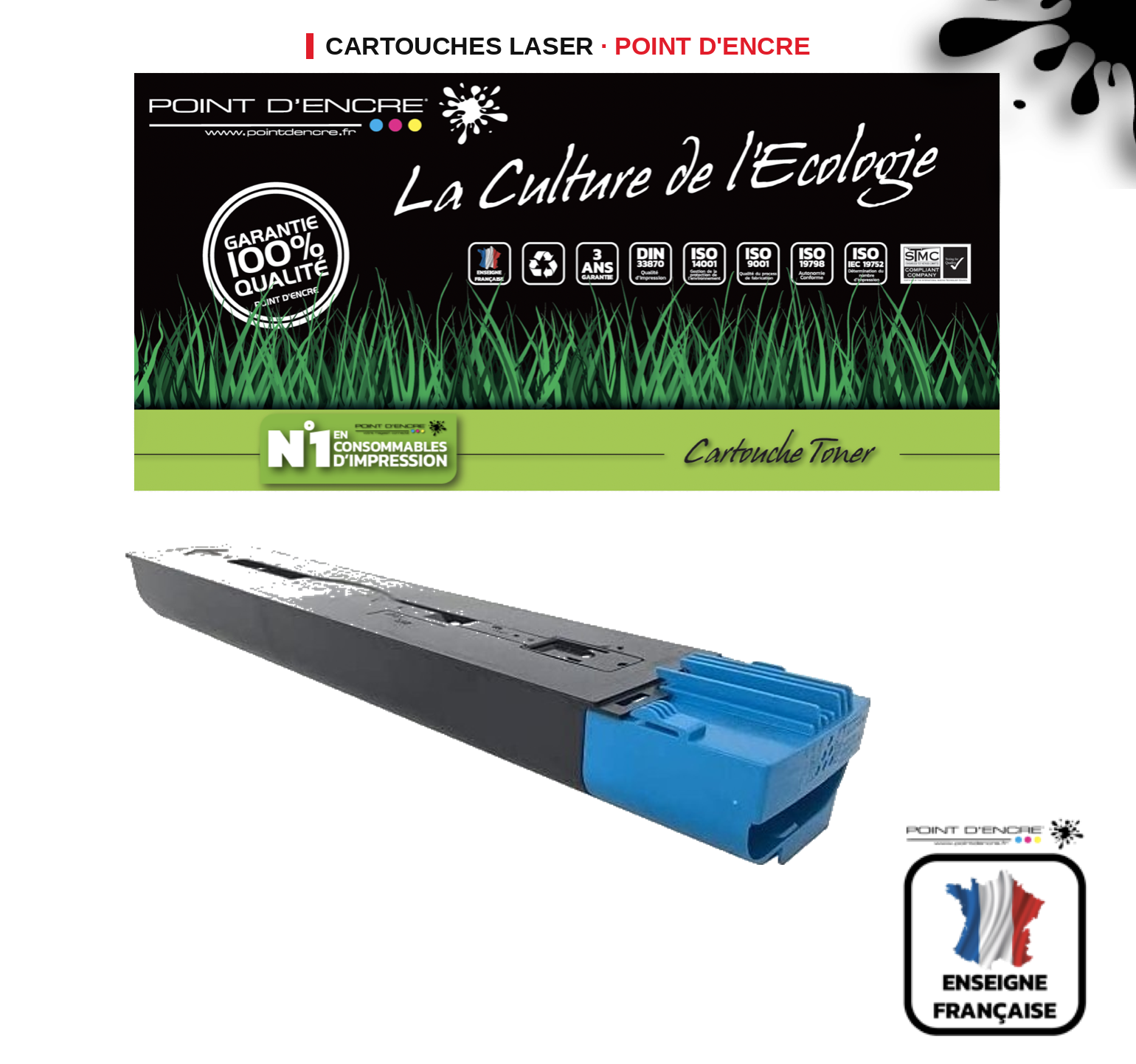 Cartouche laser POINT D'ENCRE Xerox 550 — CYAN