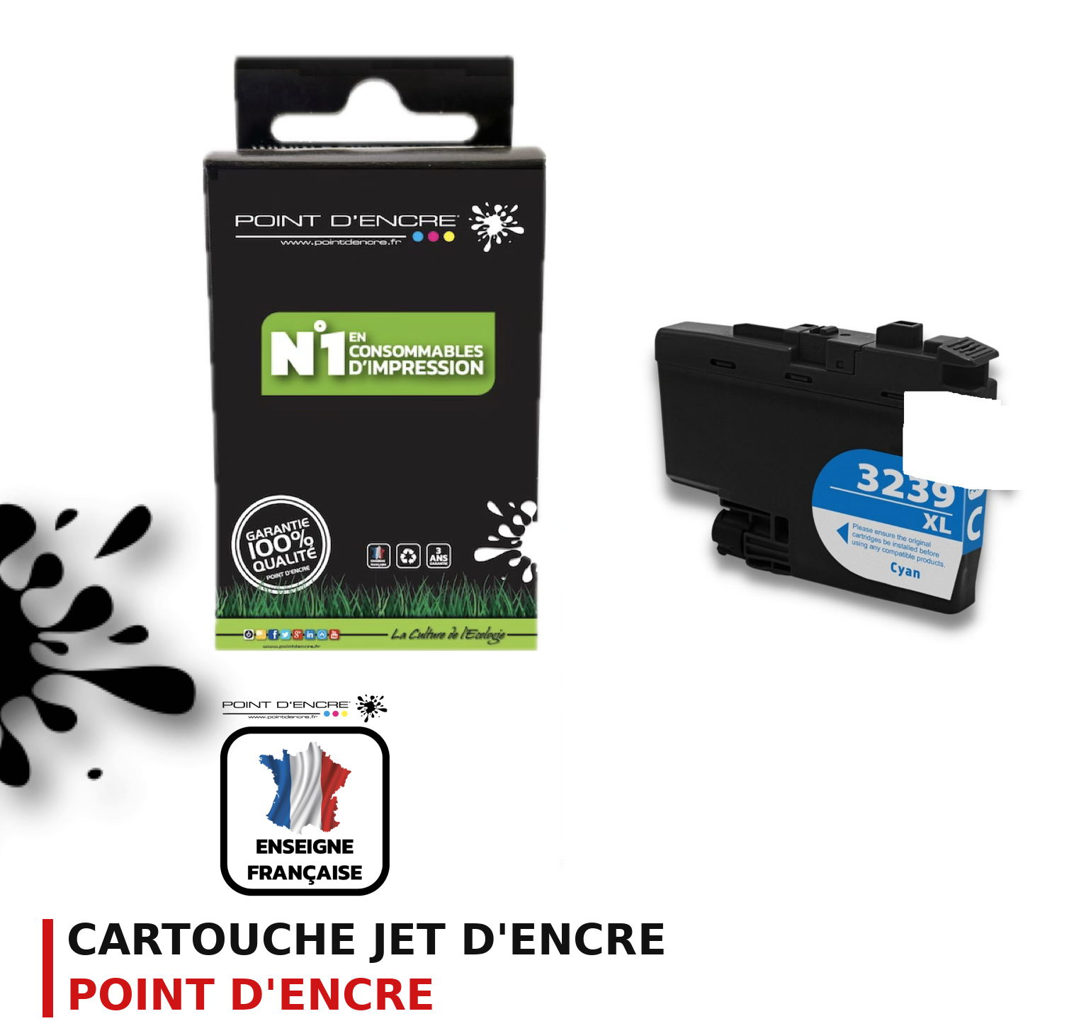 Cartouche d'encre POINT D'ENCRE Brother 3239XLC — CYAN