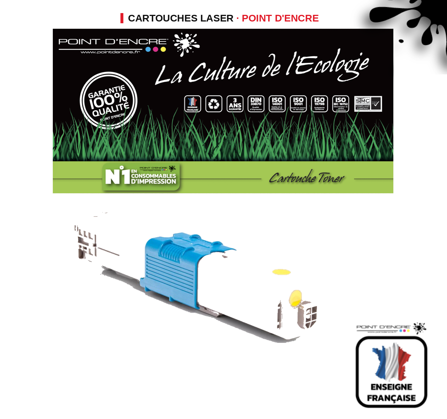 Cartouche laser POINT D'ENCRE Oki C301DN — JAUNE