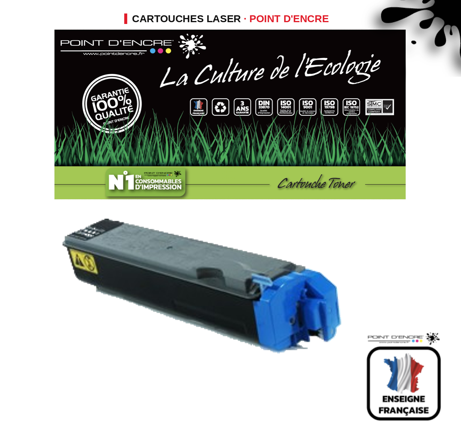 Cartouche laser POINT D'ENCRE Kyocera TK510 — CYAN