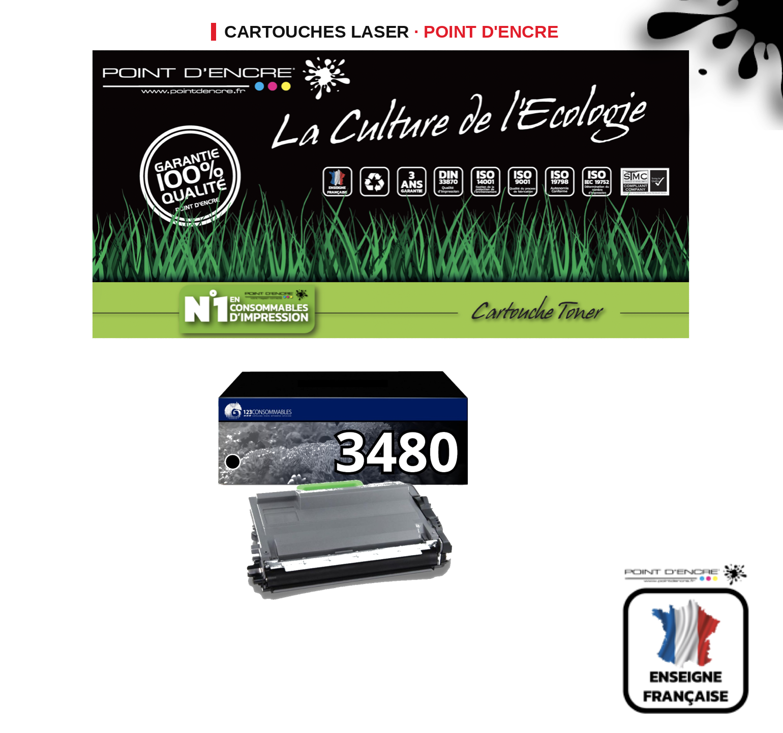 Cartouche laser POINT D'ENCRE Brother 3480 — NOIR