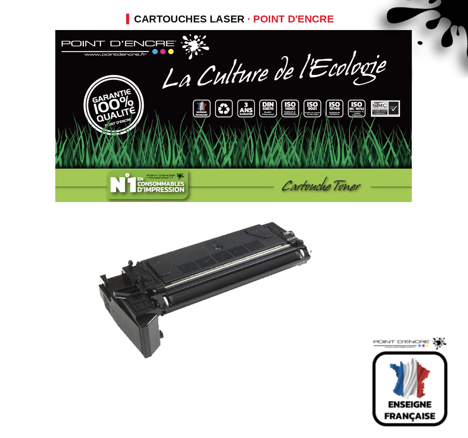 Cartouche laser POINT D'ENCRE Xerox 4118 — NOIR