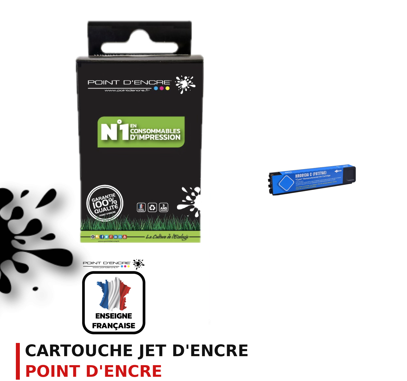 Cartouche d'encre POINT D'ENCRE Hp 913A — CYAN