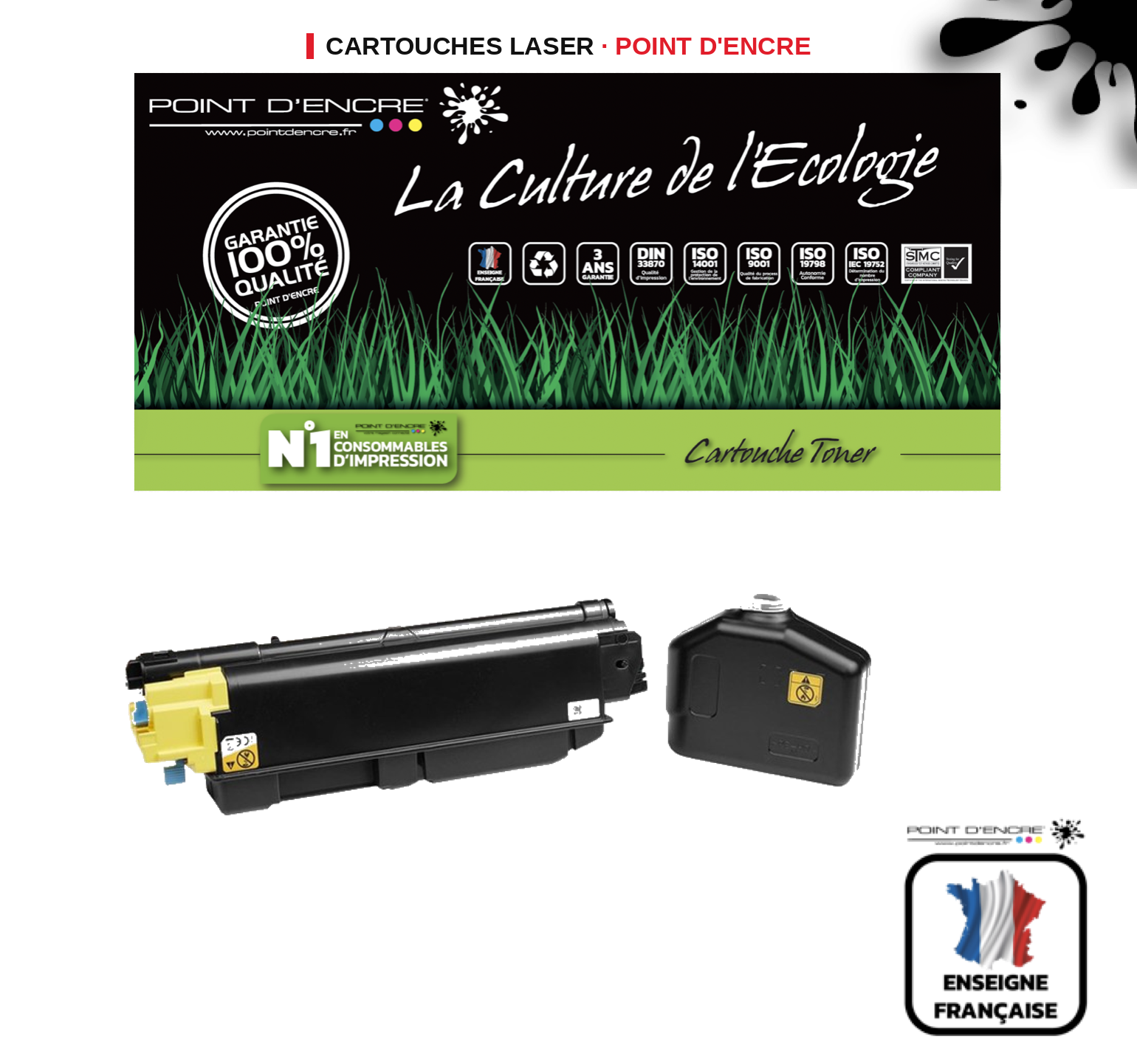 Cartouche laser POINT D'ENCRE  TK5270Y — JAUNE