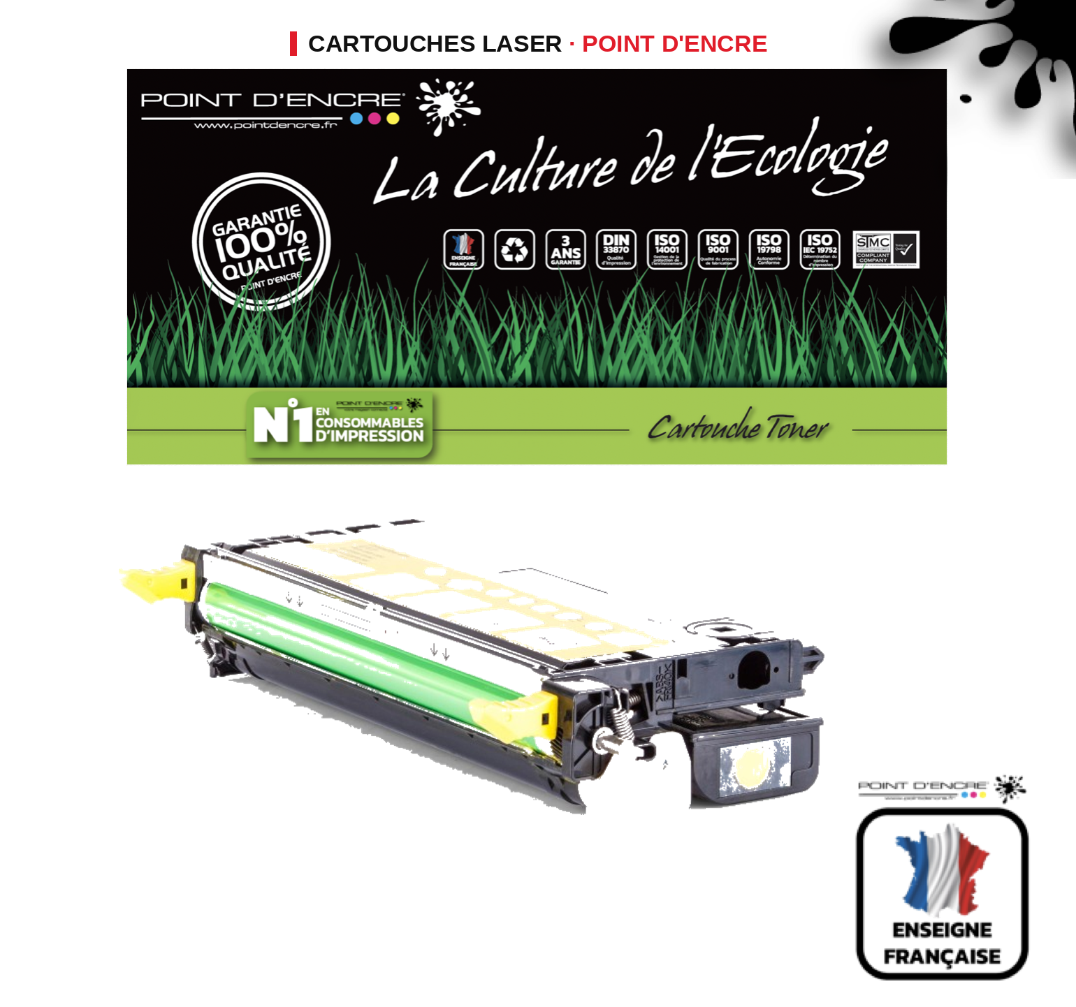 Cartouche laser POINT D'ENCRE Dell 3130CN — JAUNE