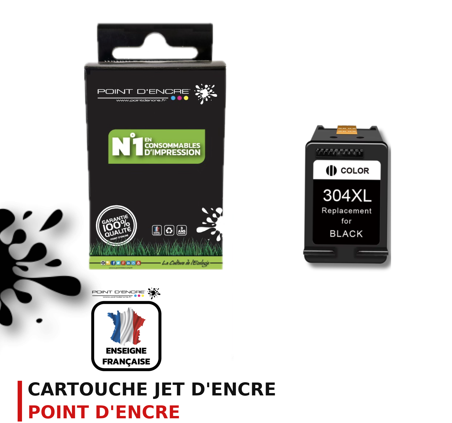 Cartouche d'encre POINT D'ENCRE Hp 304 — NOIR