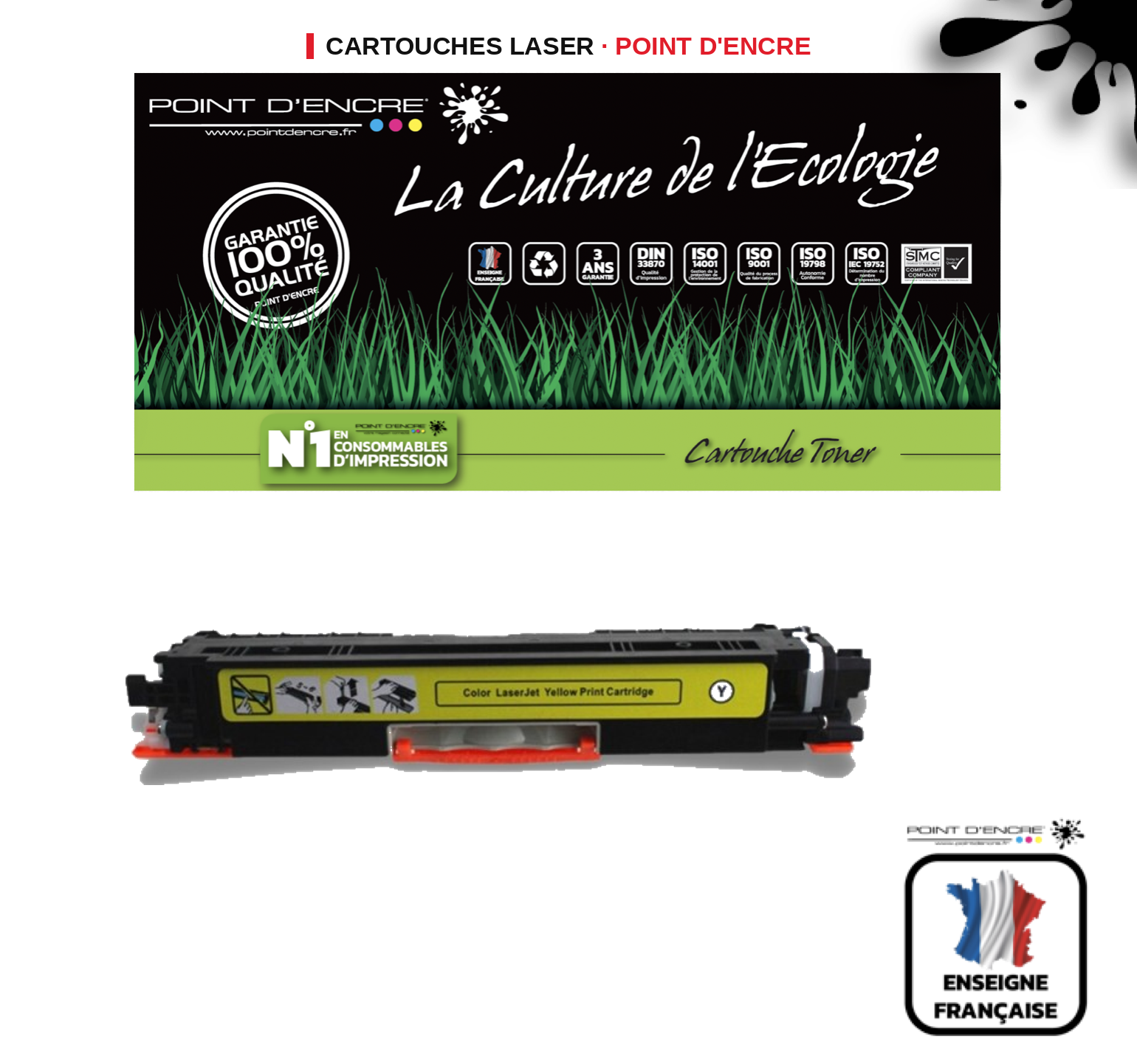 Cartouche laser POINT D'ENCRE Hp 130A — JAUNE