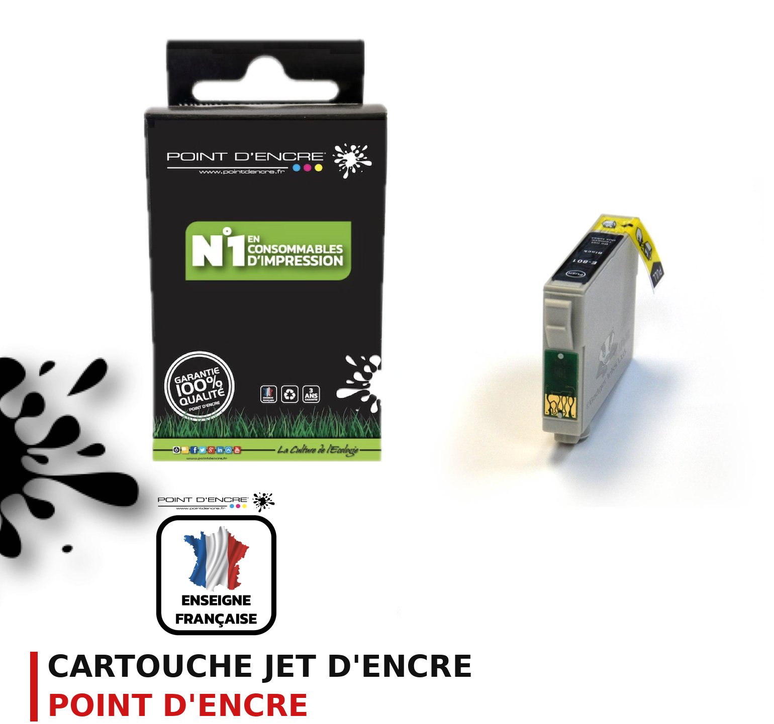 Cartouche d'encre POINT D'ENCRE Epson T0801 — NOIR