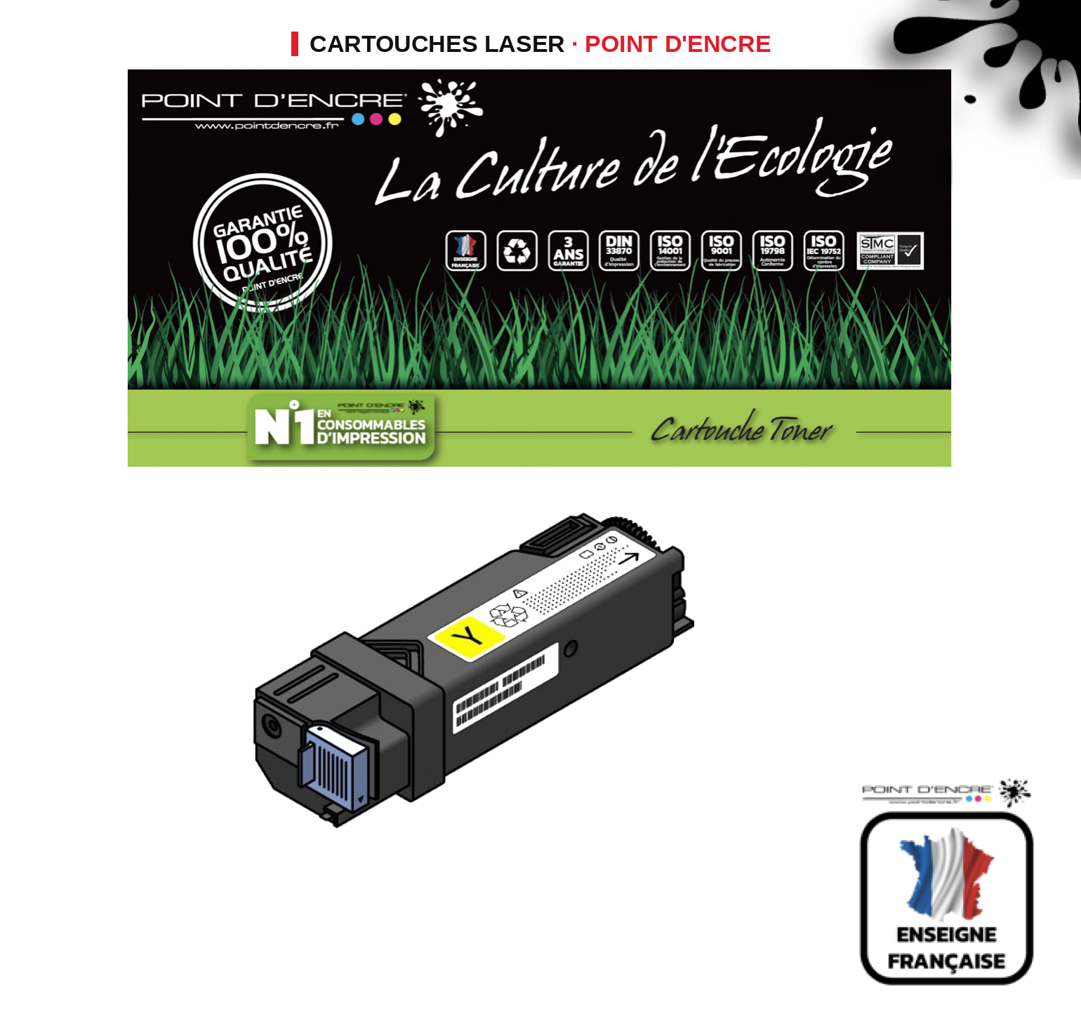 Cartouche laser POINT D'ENCRE Ricoh 407546 — JAUNE