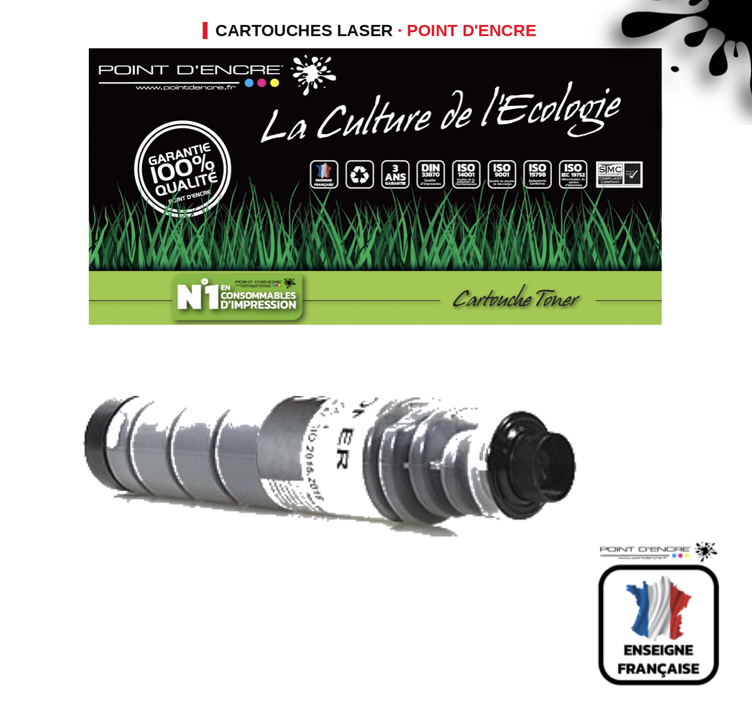 Cartouche laser POINT D'ENCRE Ricoh MP301SP — NOIR