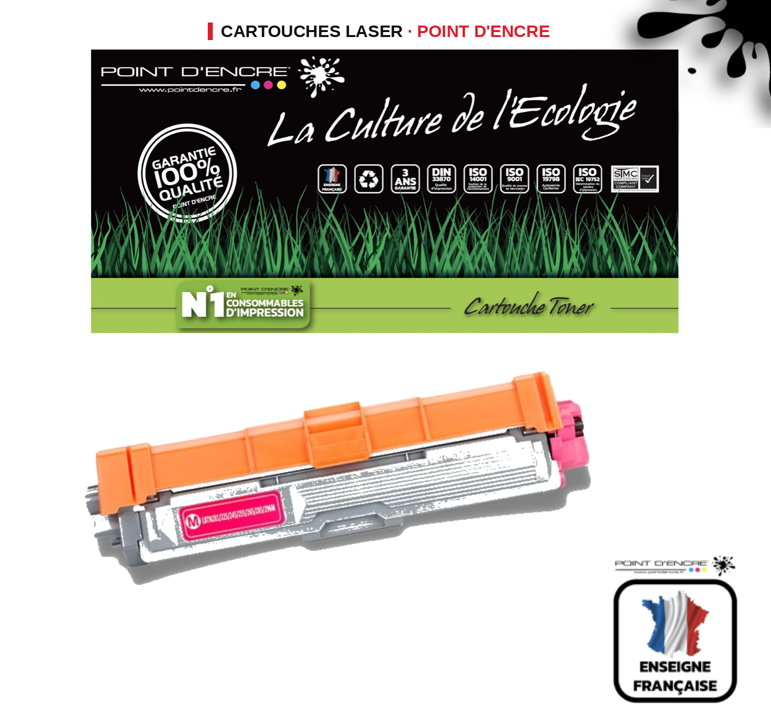 Cartouche laser POINT D'ENCRE Brother 245M — MAGENTA