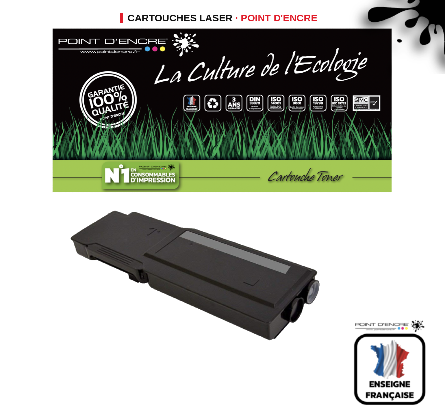 Cartouche laser POINT D'ENCRE Dell S3840CDN — NOIR