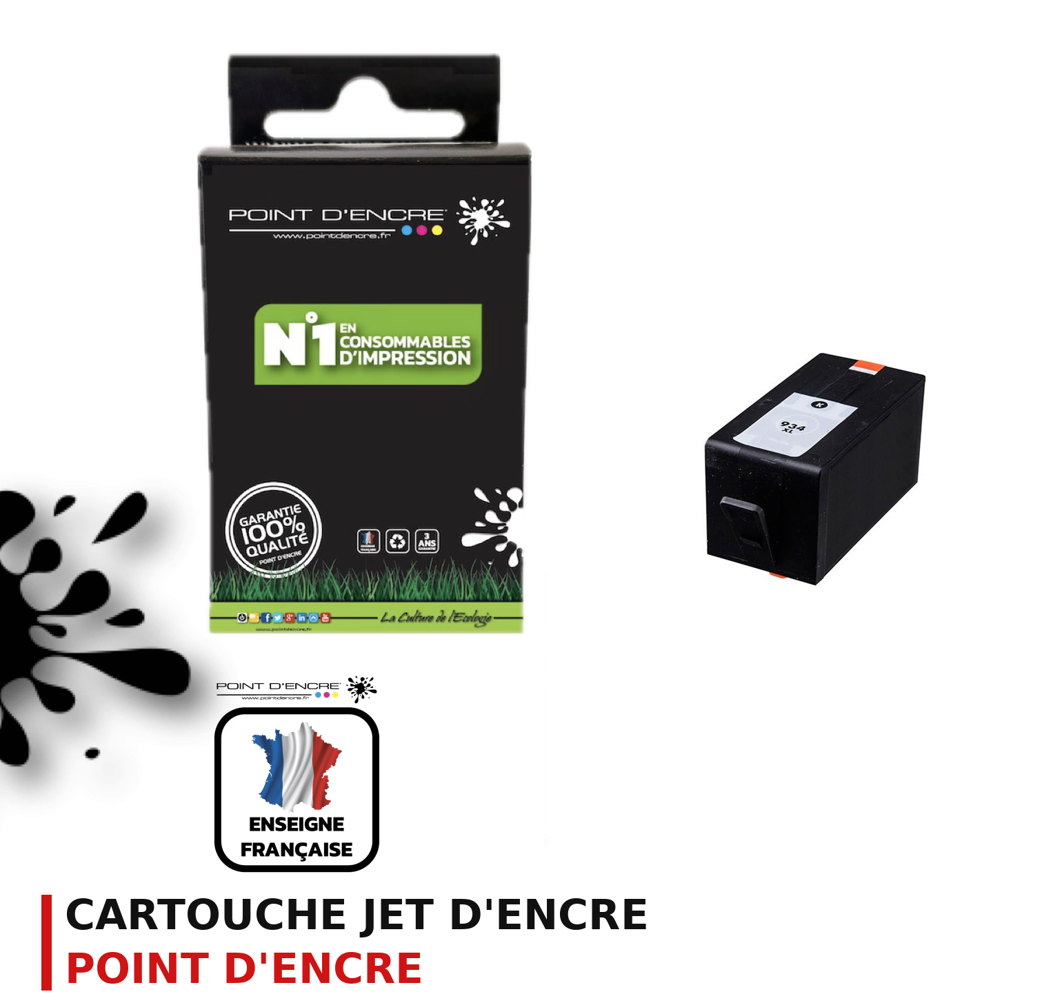 Cartouche d'encre POINT D'ENCRE Hp 934XL — NOIR