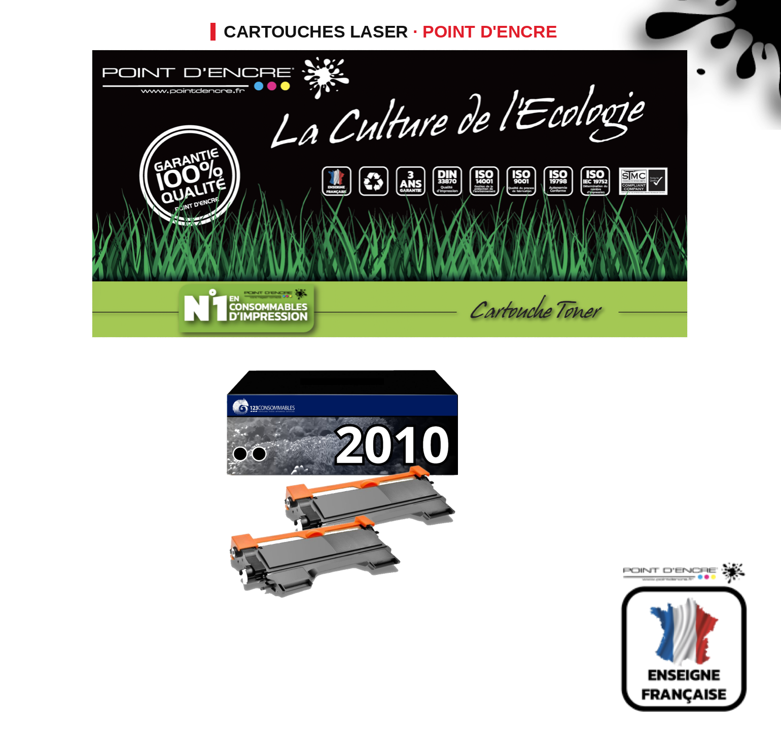 Cartouche laser POINT D'ENCRE Brother 2010 — NOIR