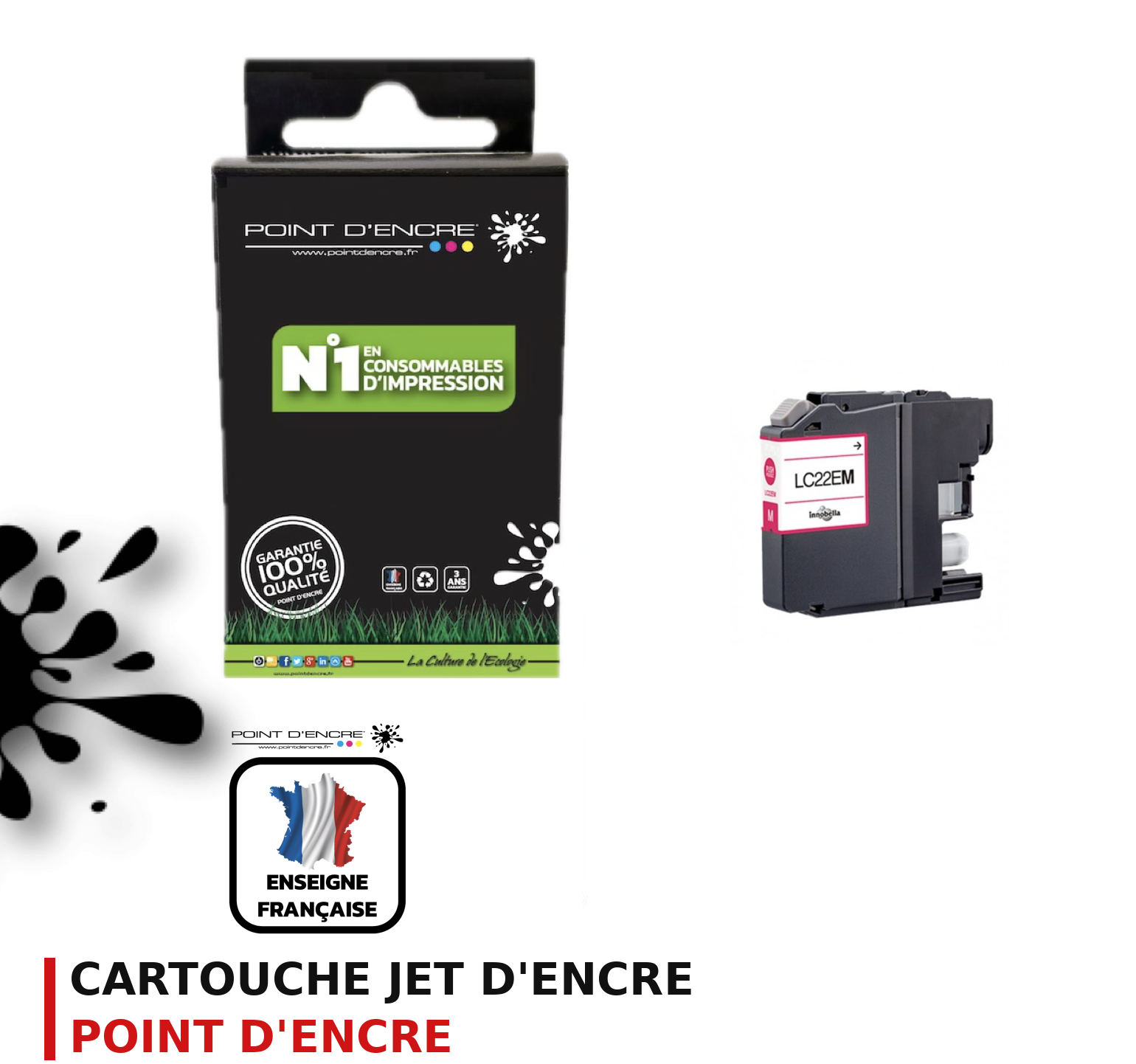 Cartouche d'encre POINT D'ENCRE Brother LC22E — MAGENTA