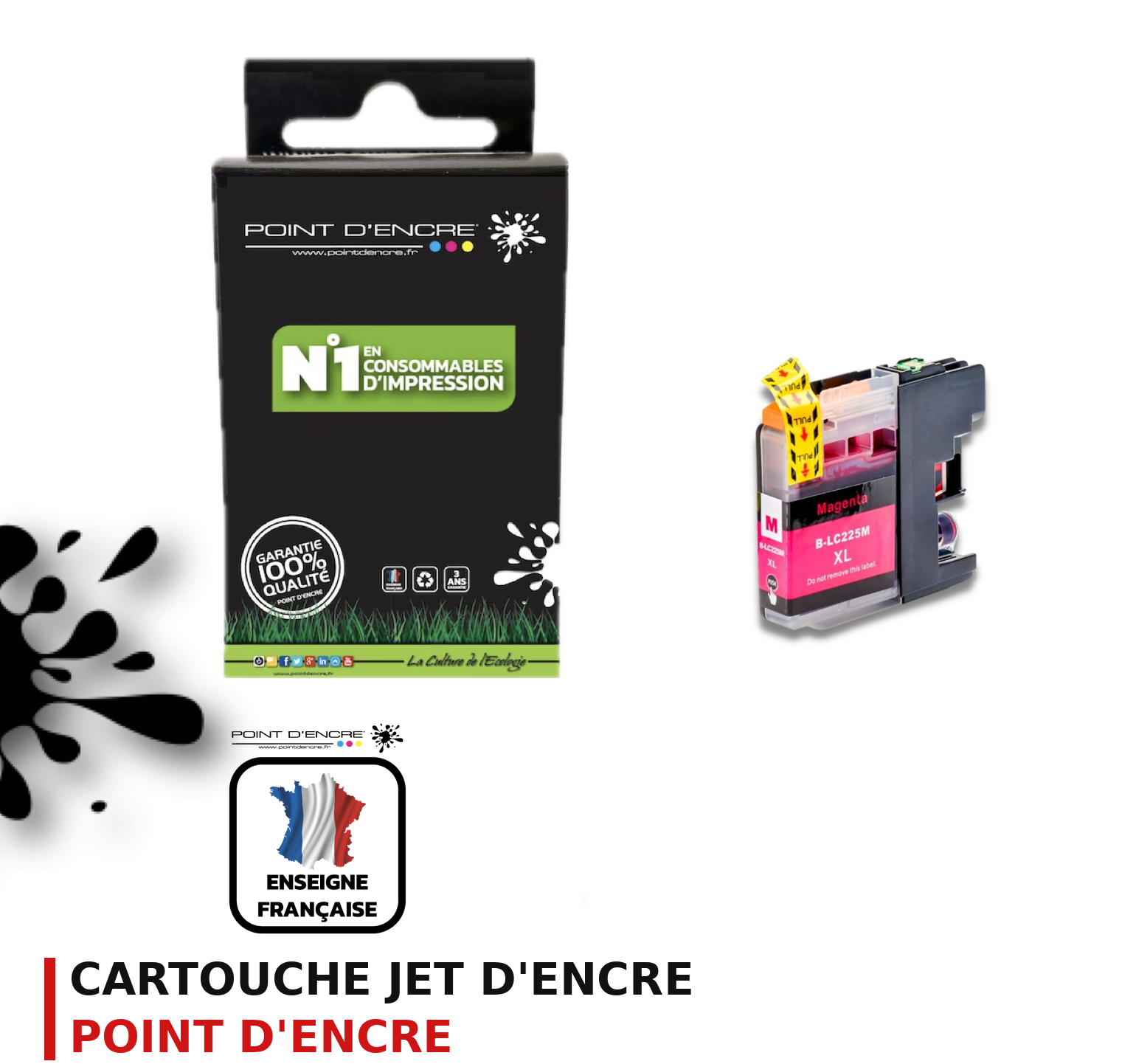 Cartouche d'encre POINT D'ENCRE Brother LC225XLM — MAGENTA