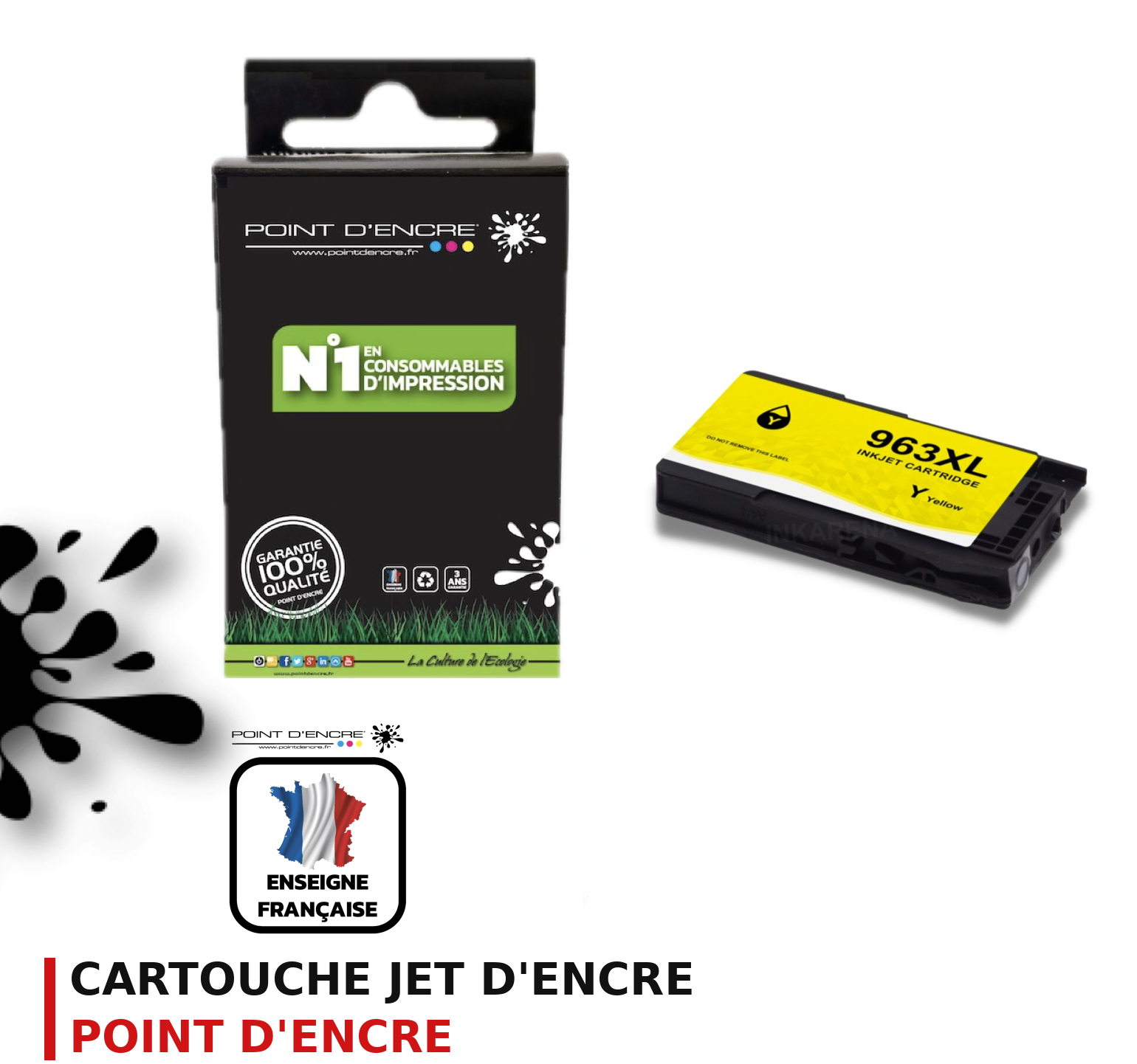 Cartouche d'encre POINT D'ENCRE Hp 963XLY — JAUNE