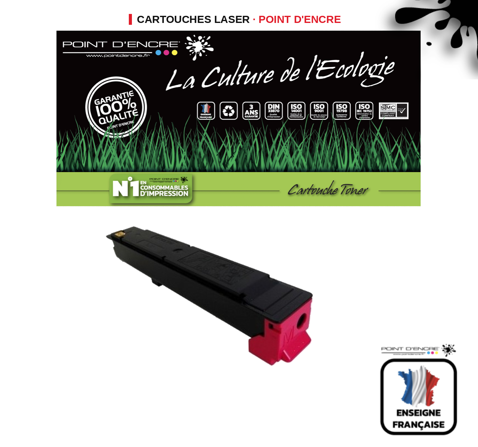 Cartouche laser POINT D'ENCRE Kyocera 5215M — MAGENTA