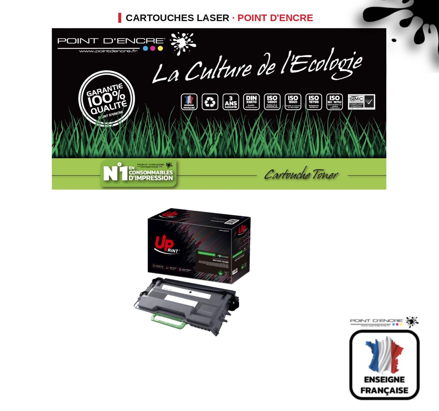 Cartouche laser POINT D'ENCRE Brother TN3480XL — NOIR