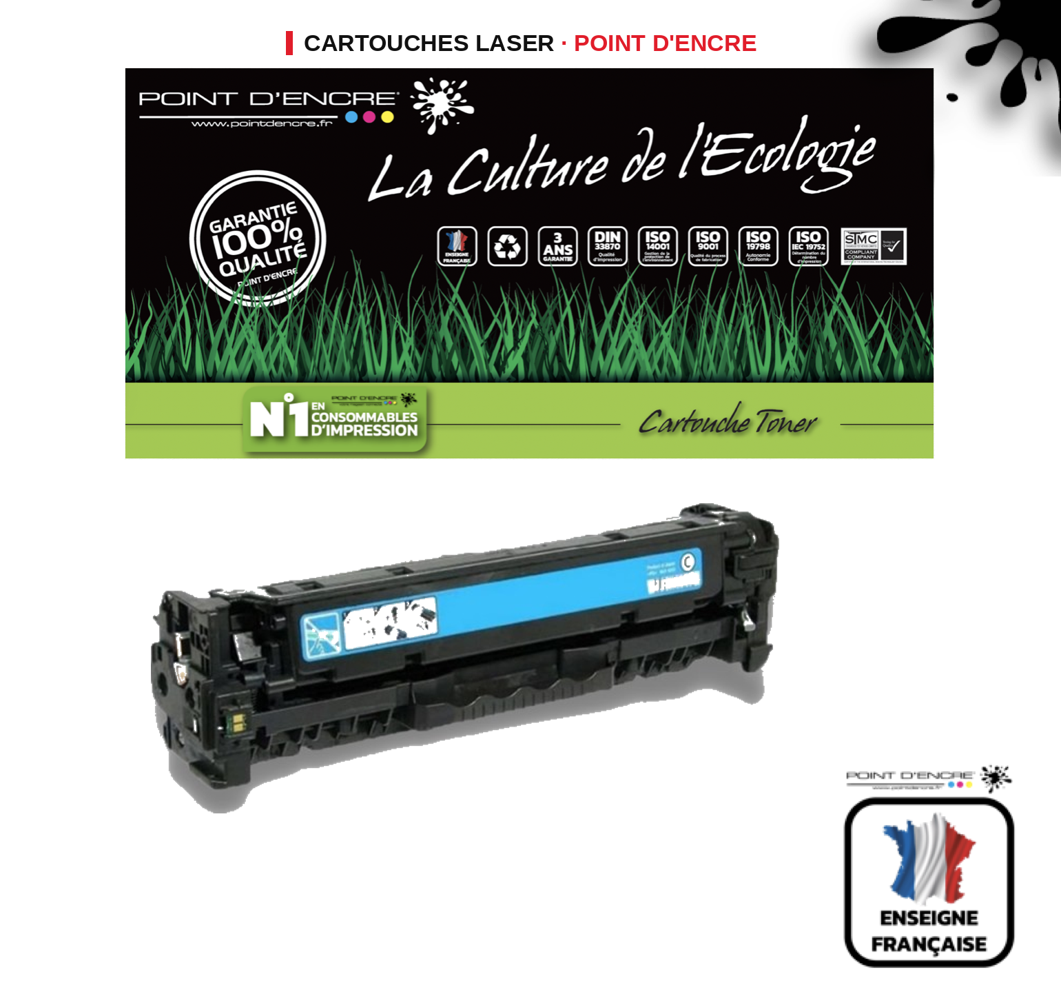 Cartouche laser POINT D'ENCRE Hp 201XL — CYAN