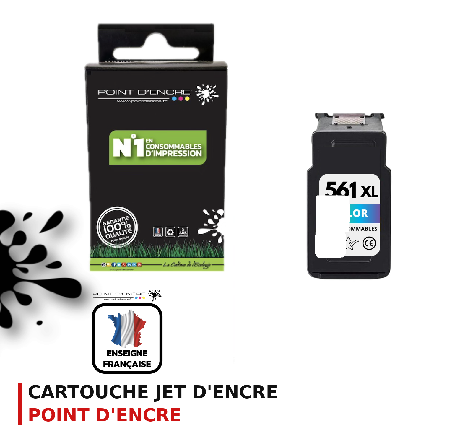 Cartouche d'encre POINT D'ENCRE Canon 561 — COULEUR
