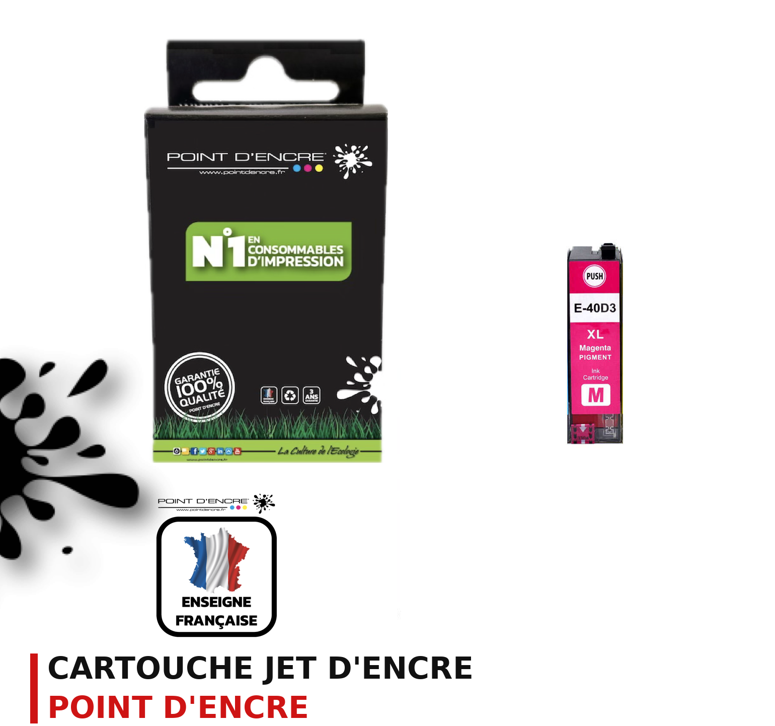 Cartouche d'encre POINT D'ENCRE Epson T40D3 — MAGENTA