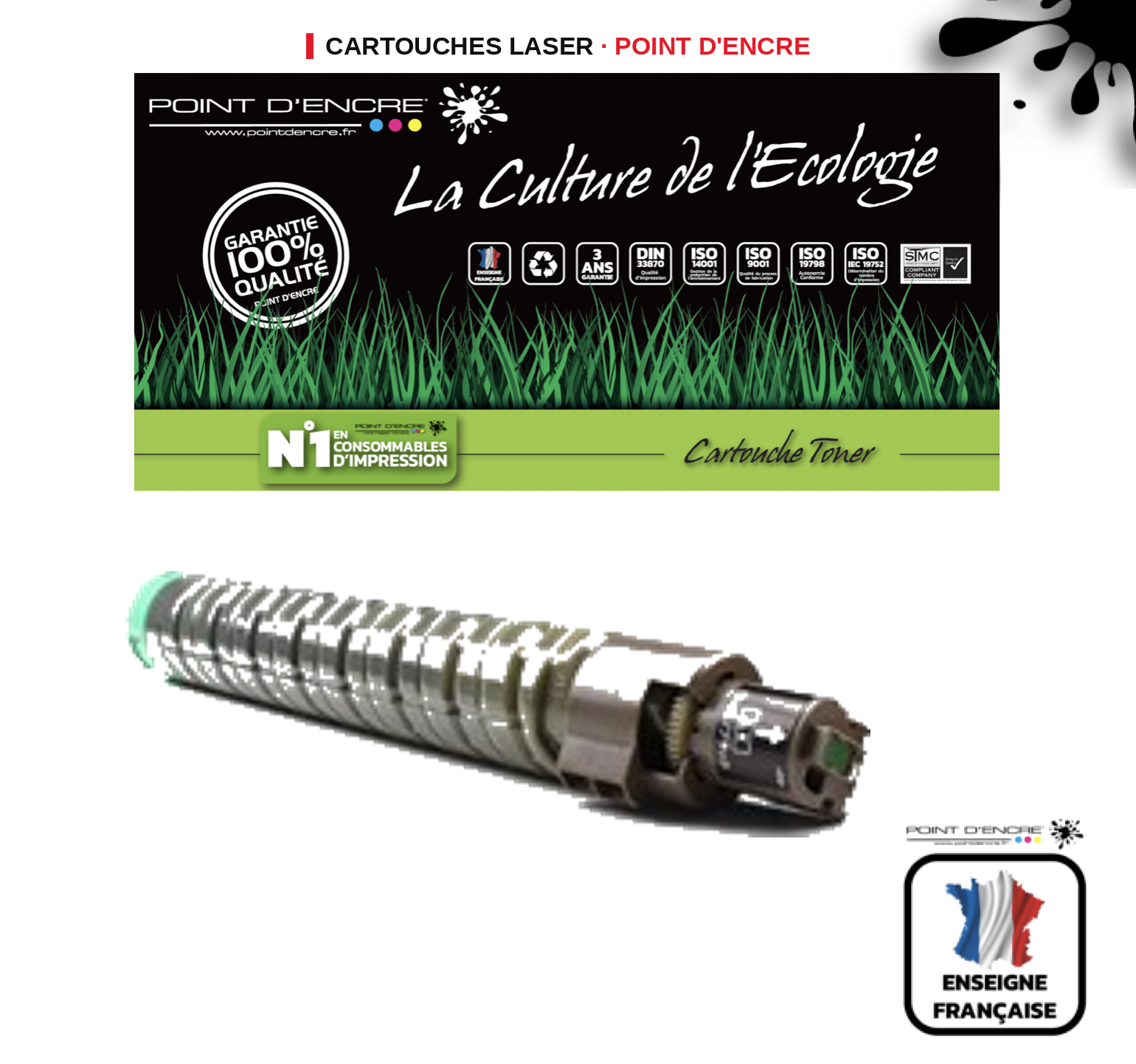 Cartouche laser POINT D'ENCRE Ricoh C830DN — NOIR