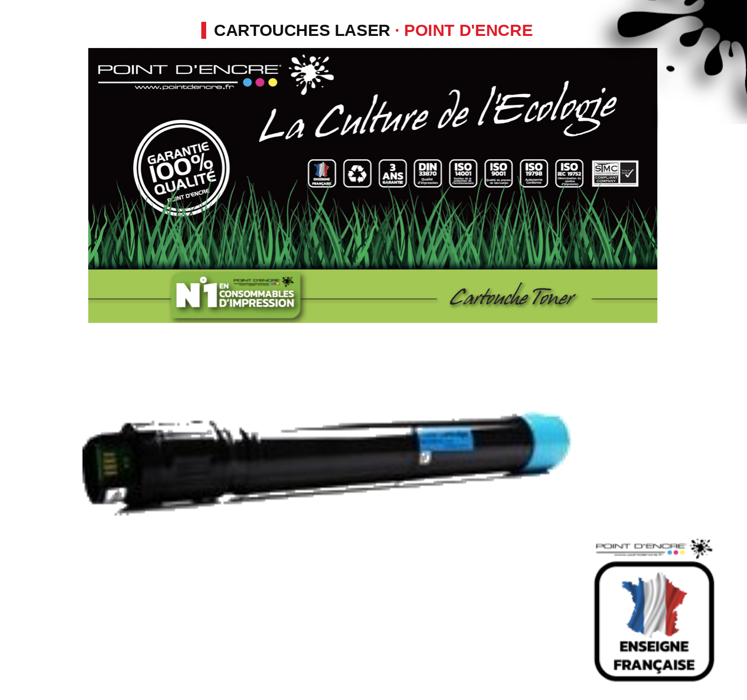 Cartouche laser POINT D'ENCRE Xerox 106R01436 — CYAN
