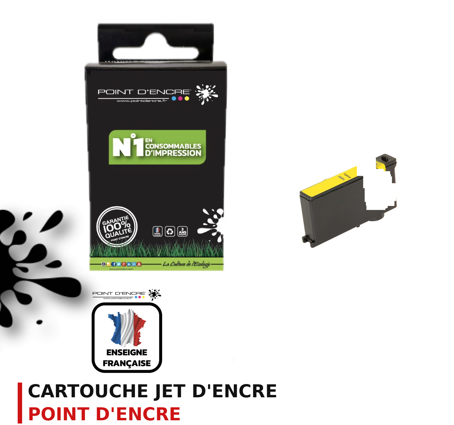 Cartouche d'encre POINT D'ENCRE Lexmark 150XL — JAUNE